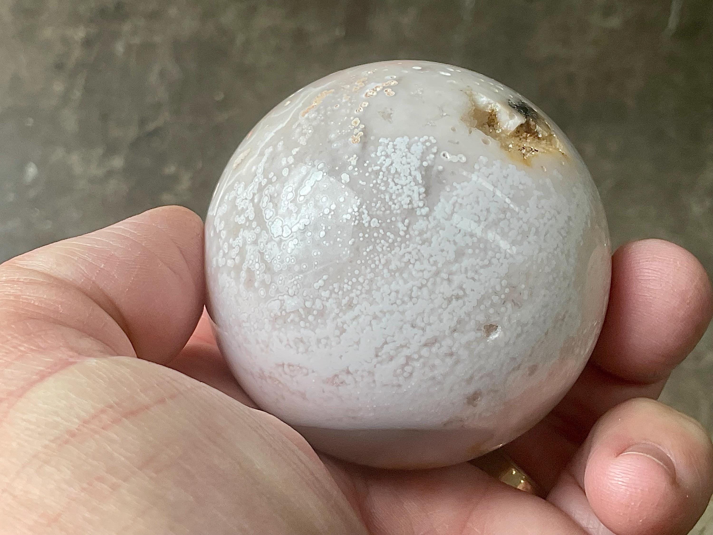 286g Druzy Pink Flower Agate Sphere