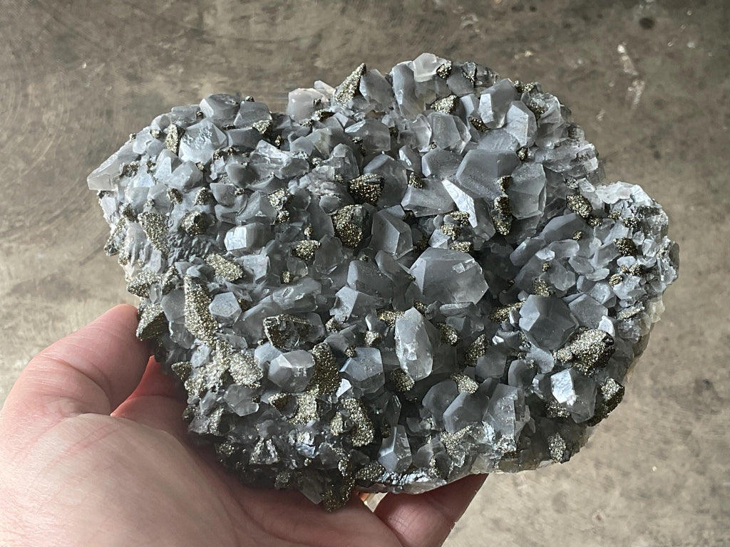 748g Black Phantom Calcite with Pyrite from Hubei, China