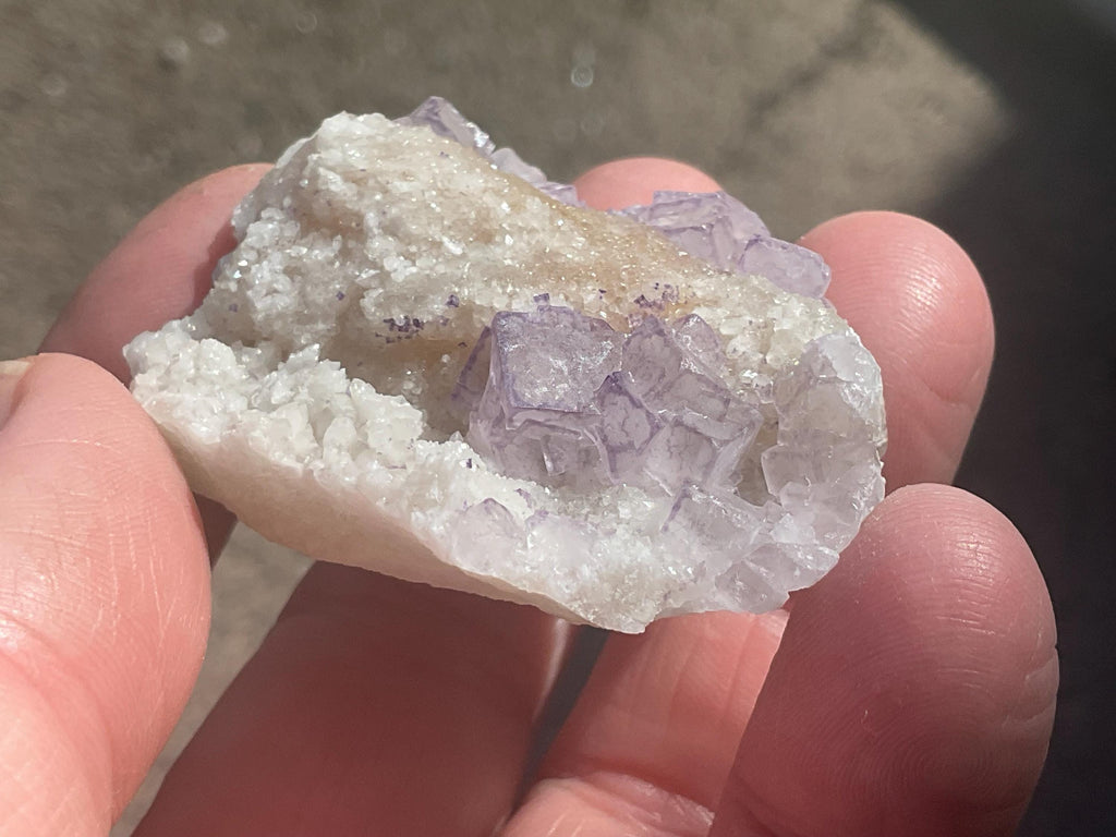 50g Lavender QR Code Fluorite Specimen 4A