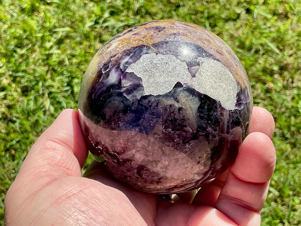 700g (Repaired) Brecciated Fluorite Sphere 4A