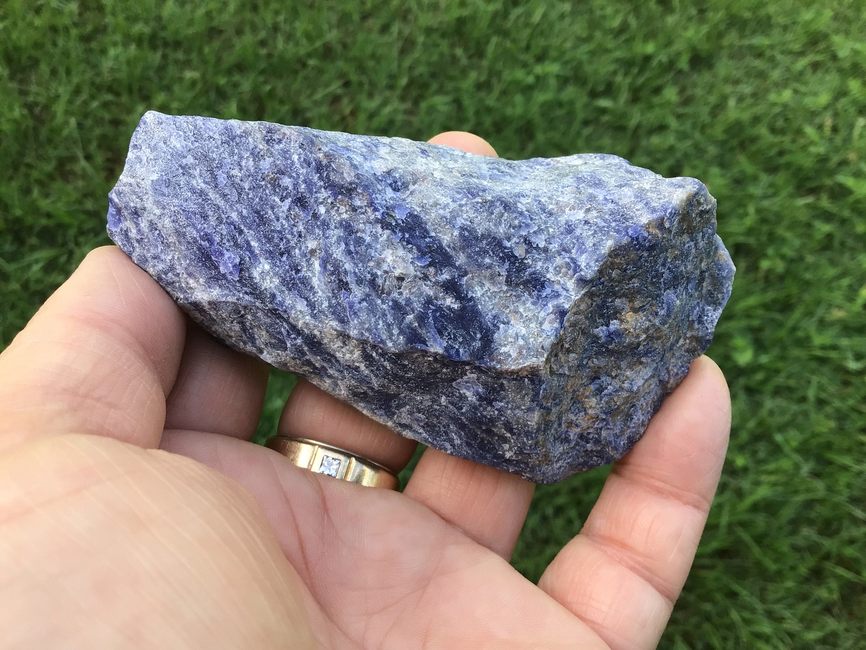 195g Sodalite with Graphite One Side Polished 1C