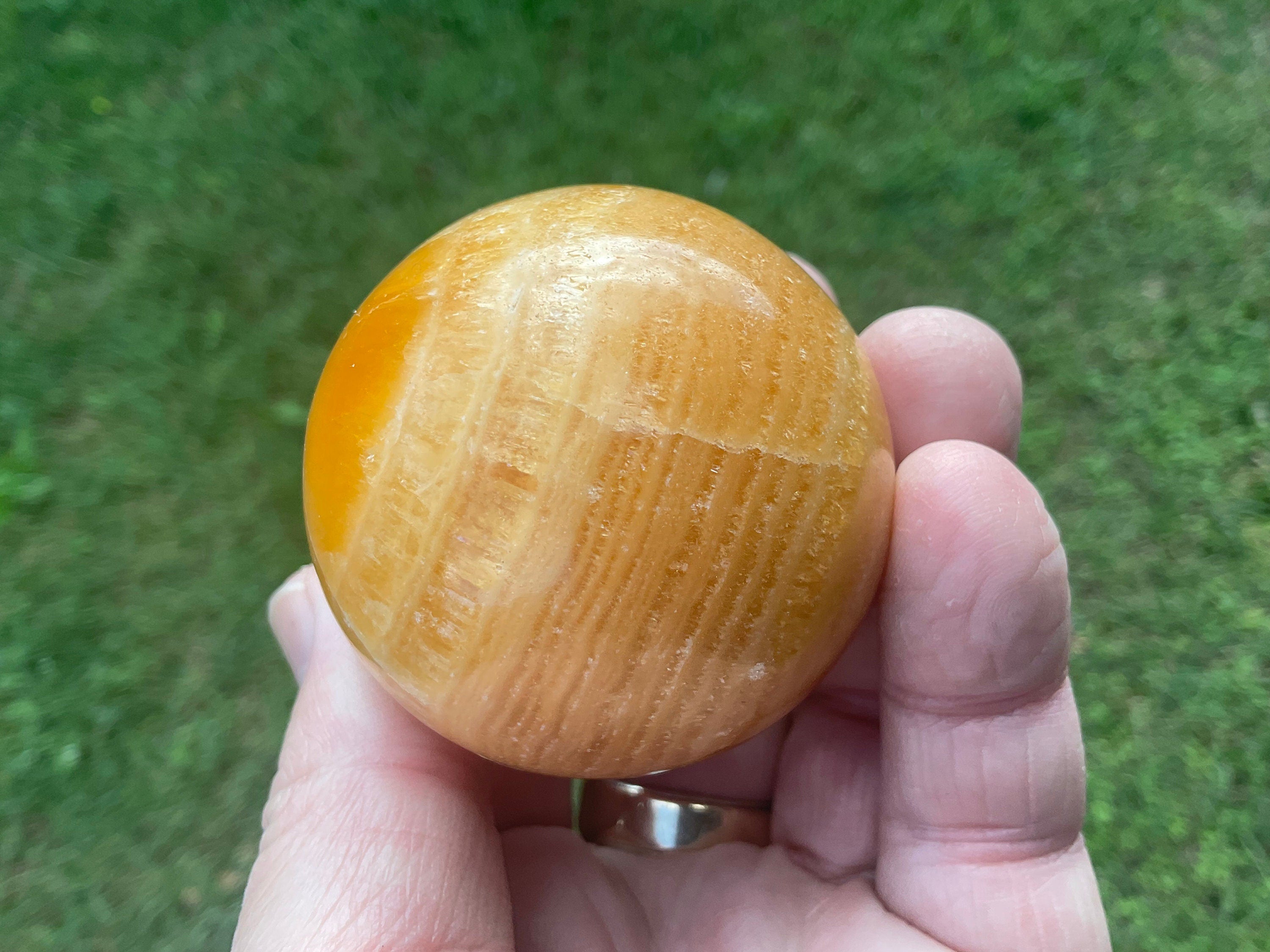 196g “Orange Fire Calcite” Sphere 1B