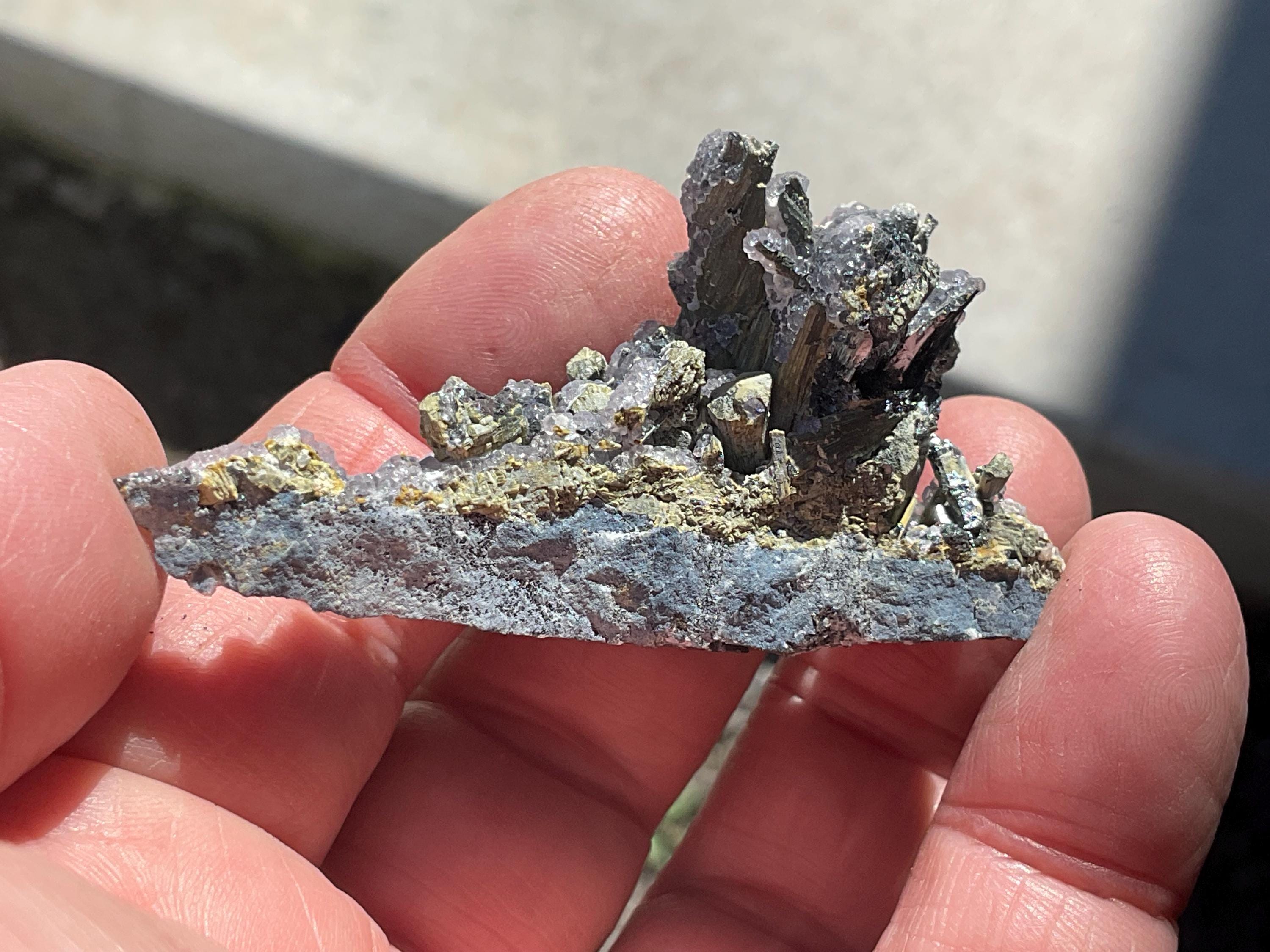 40g Fluorite on Stibnite Specimen 2B from Jiangxi, China