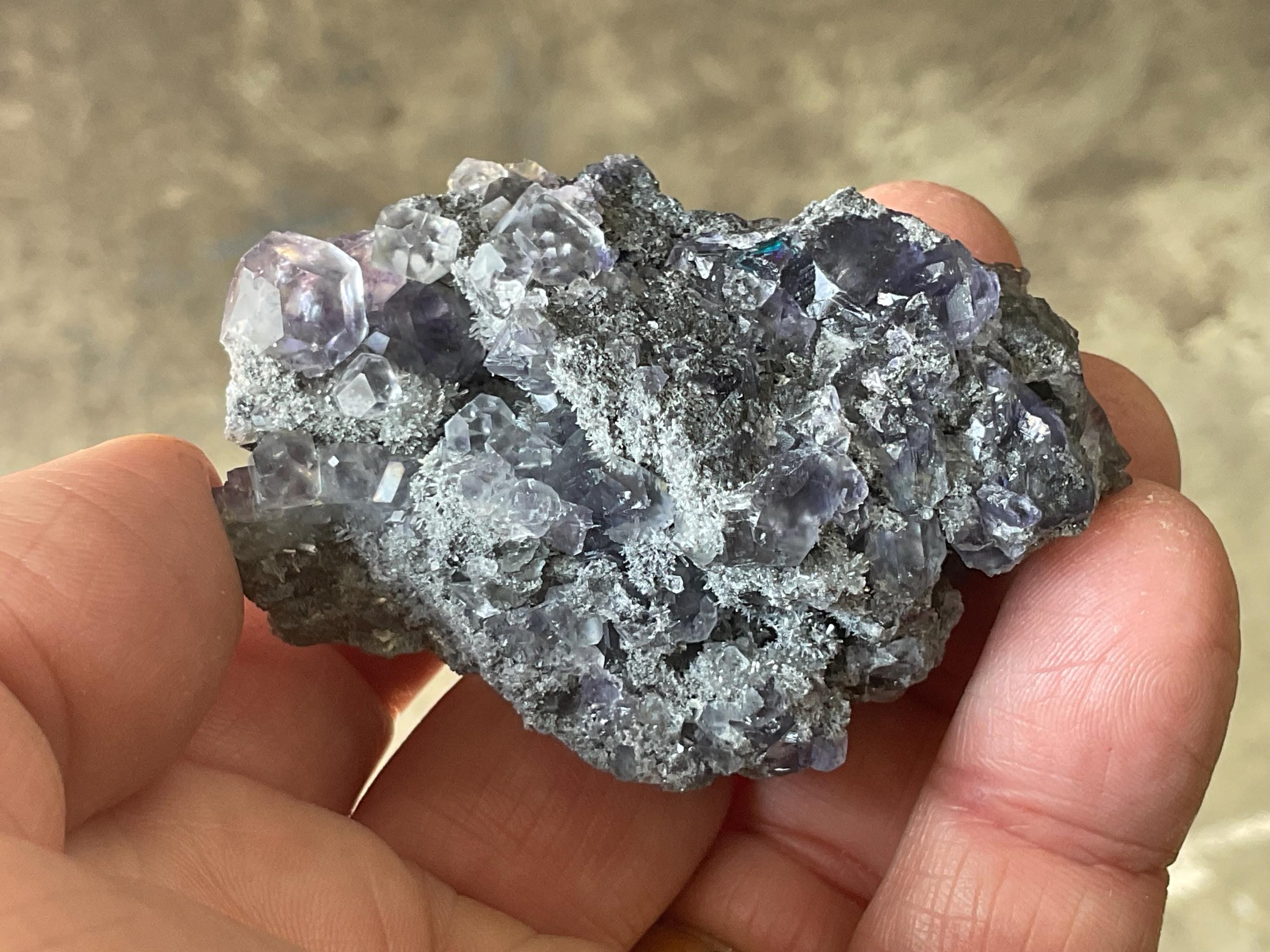 72g Blue/Purple Fluorite in Quartz Specimen 1B from Fujian, China