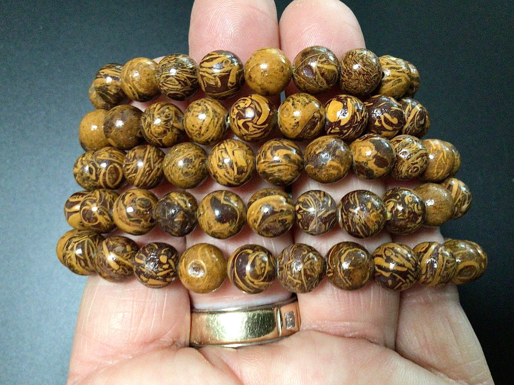 Calligraphy Stone 8mm Bead Bracelet