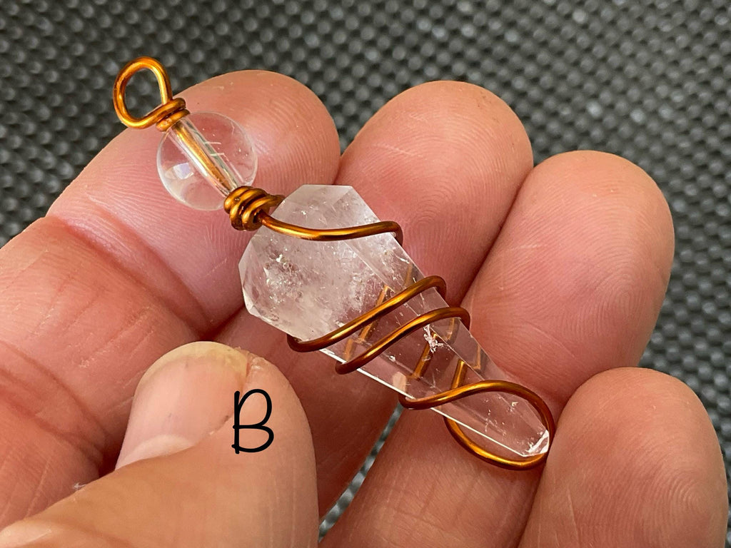 Clear Quartz Pendulum Copper Wire Wrapped Pendant Group 5