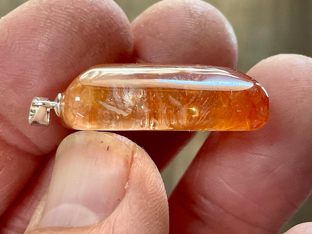 Fire Quartz Pillow Cabochon Pendant 1B