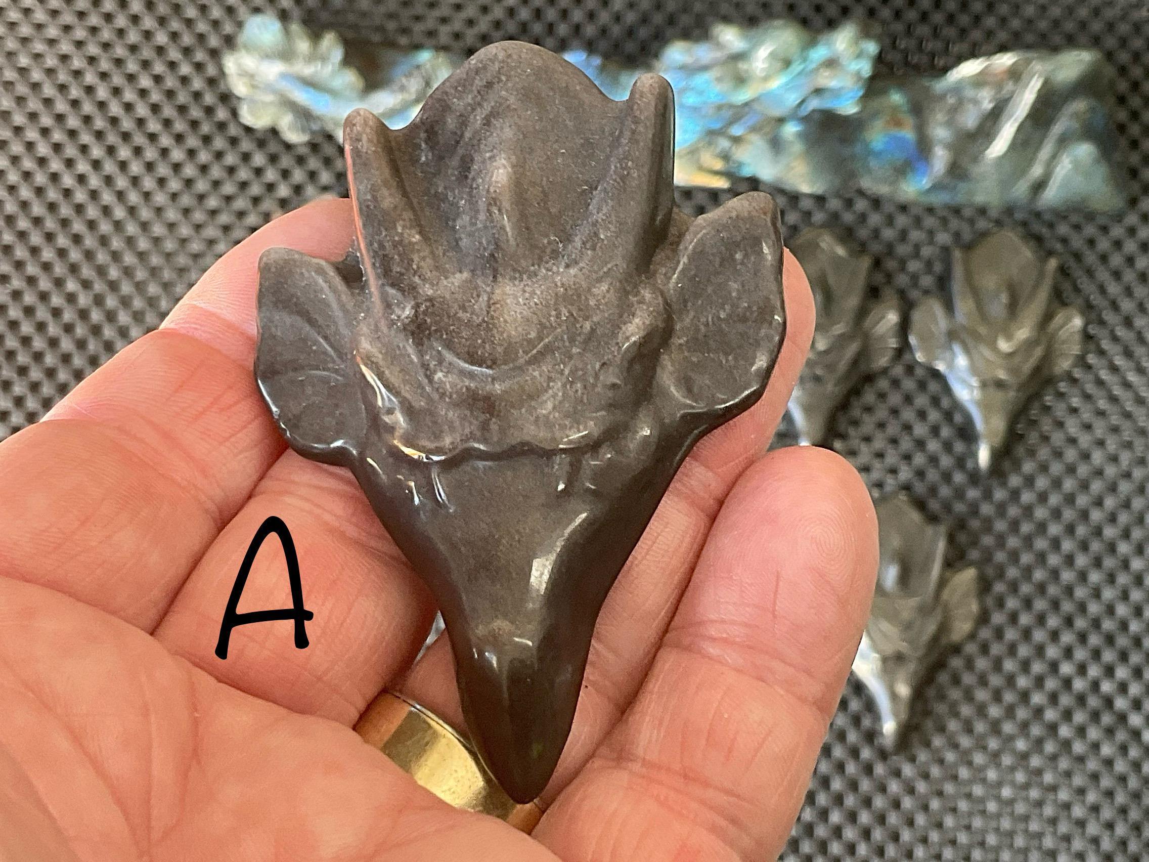 Silver Sheen Obsidian Dragon Head Carving