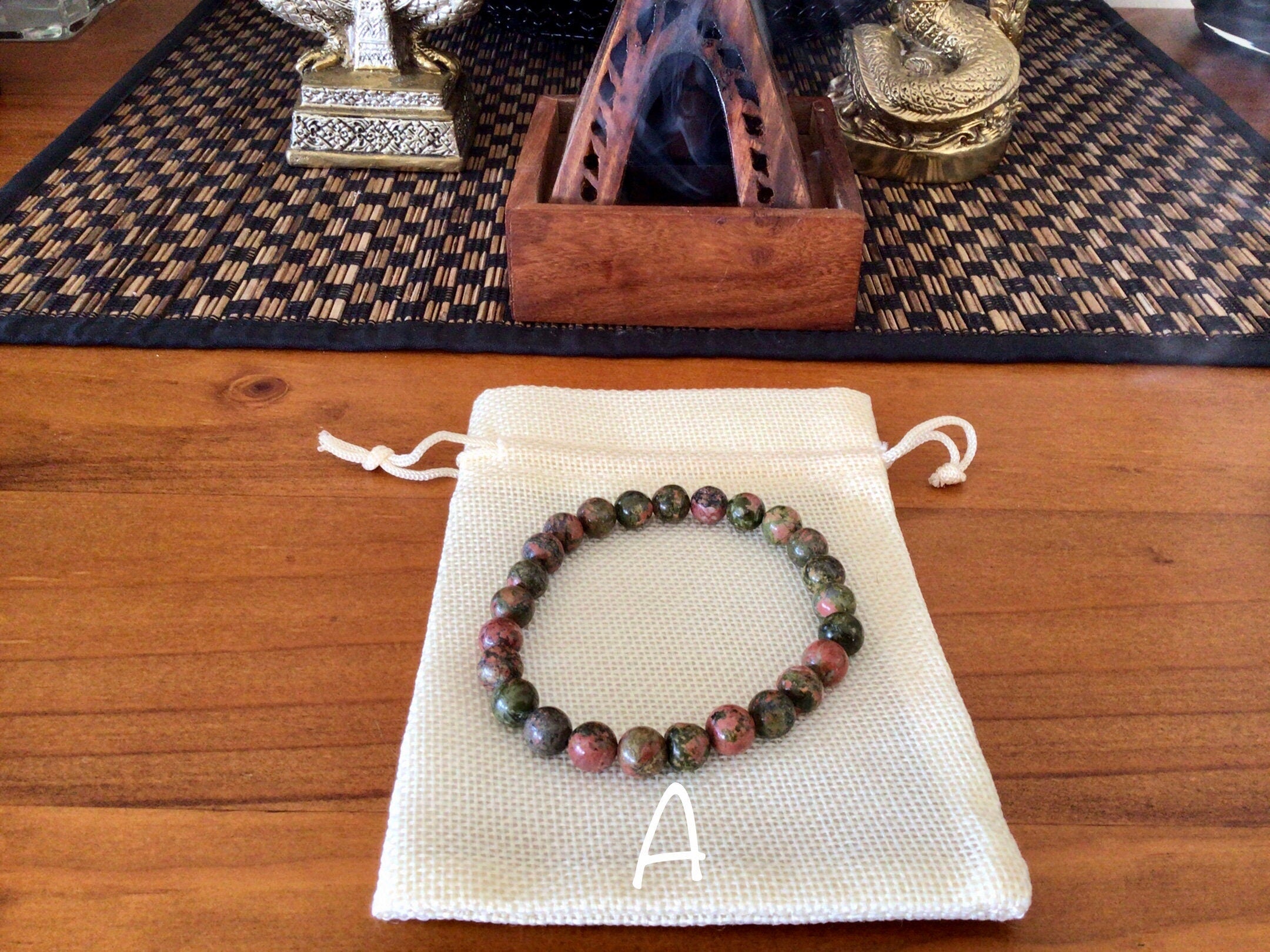Unakite Bead Bracelet