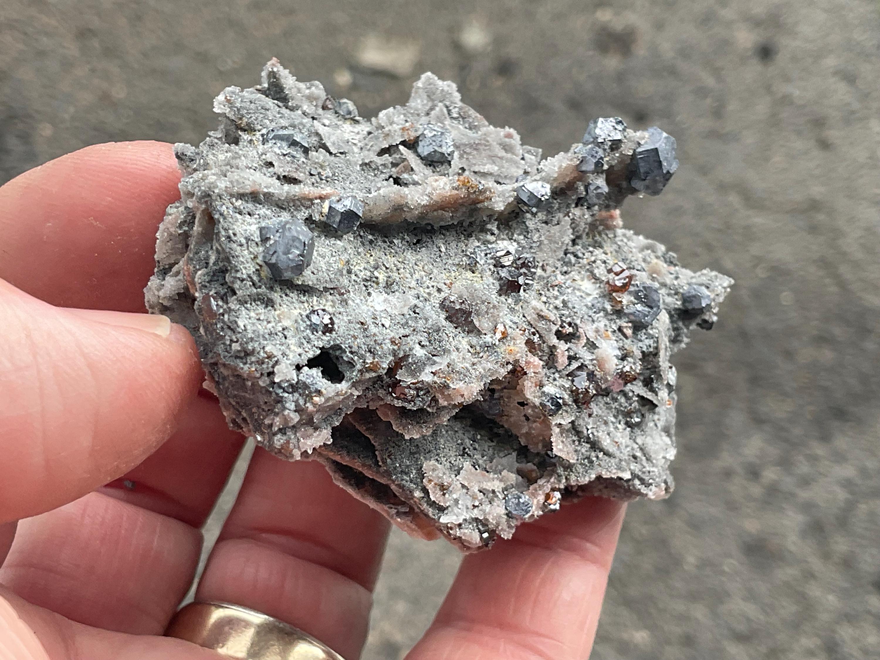 64g Sphalerite, Garnet, Galena Quartz Specimen 5B from Hunan, China