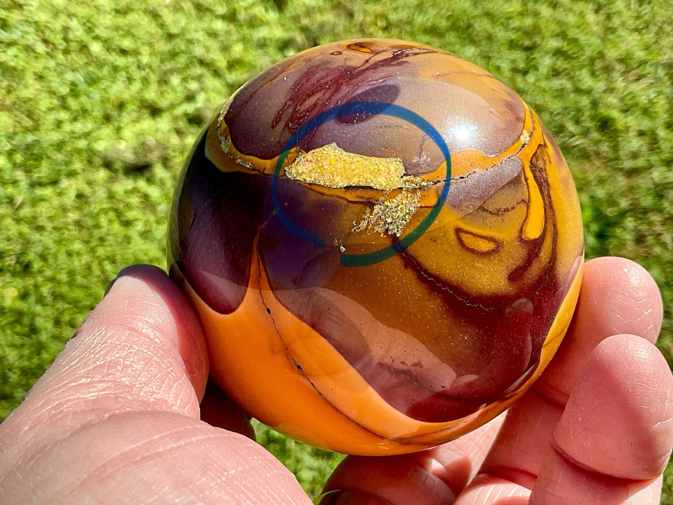 451g Mookaite Jasper Sphere 5B (Repaired)