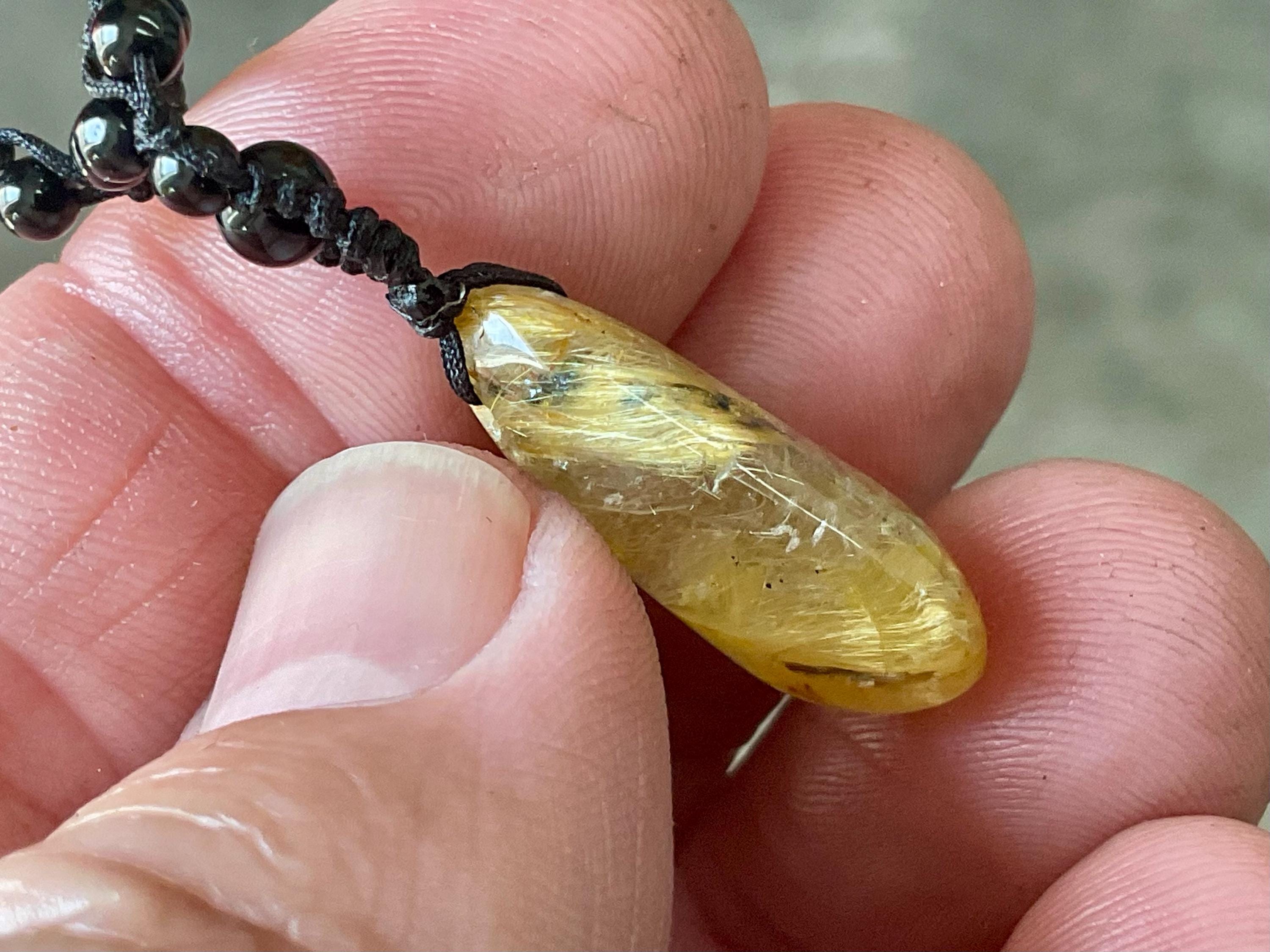Golden Rutile Teardrop Adjustable Pendant A