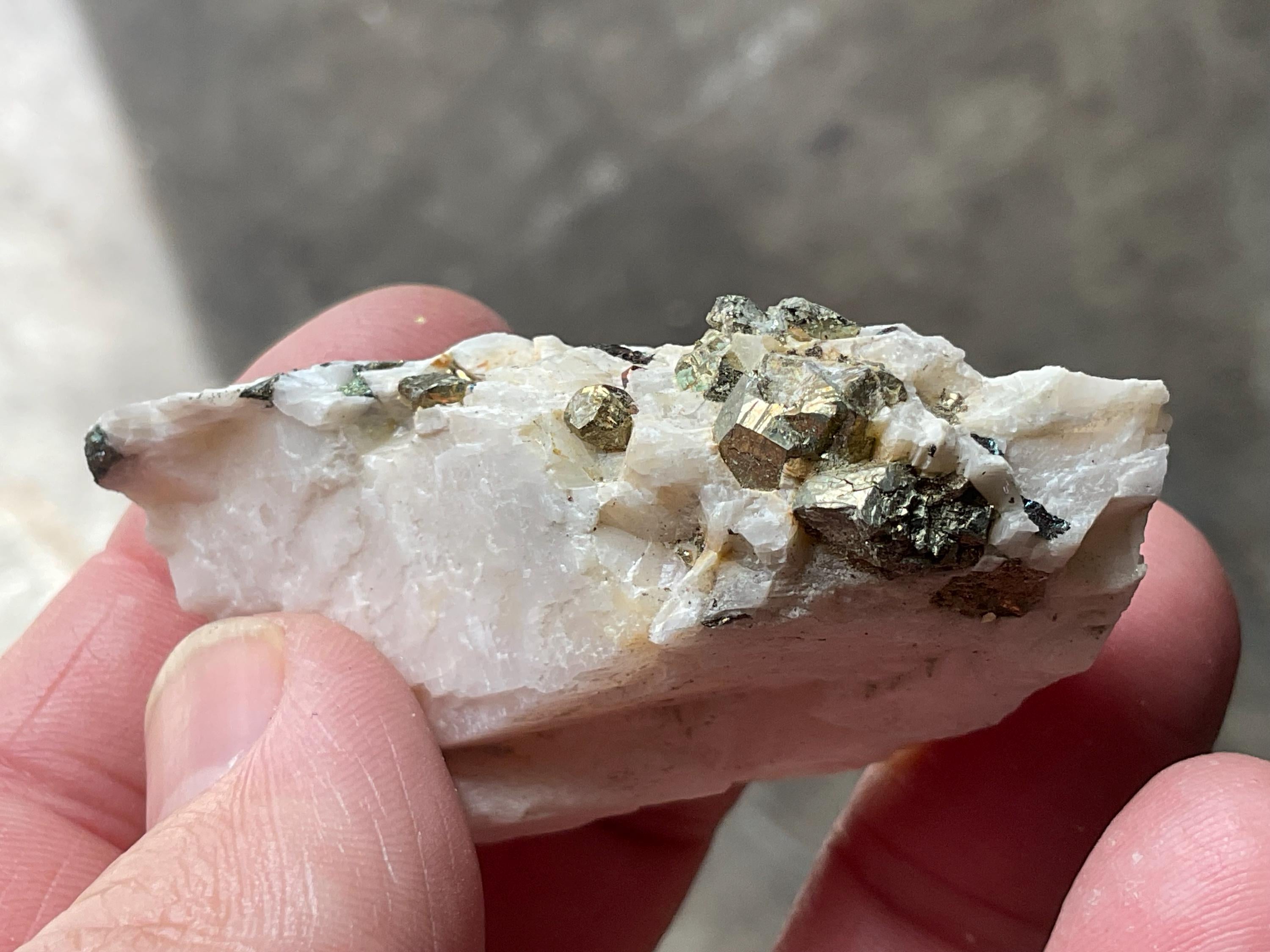 42g Bornite and Copper Minerals on Calcite Specimen D