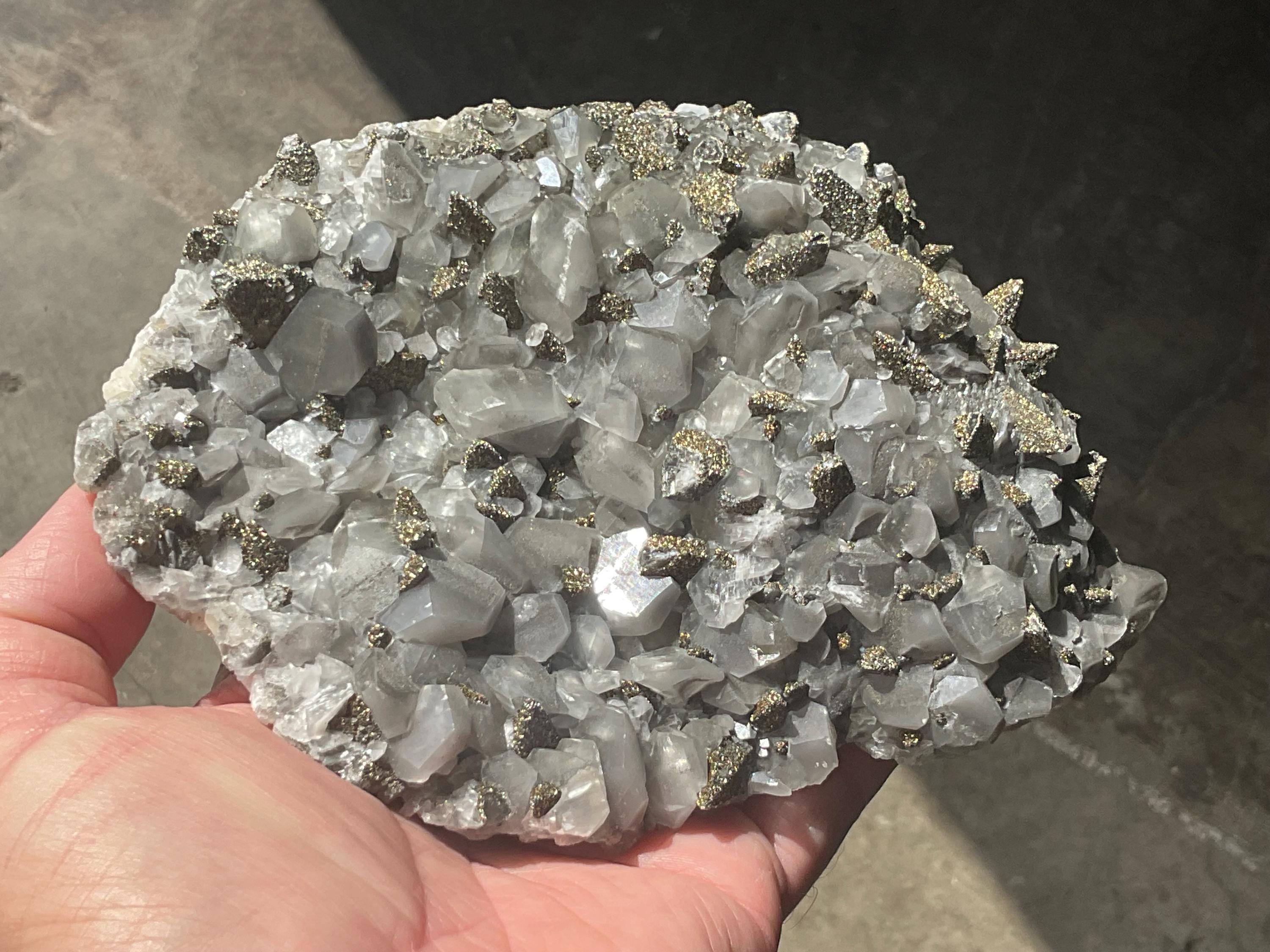 748g Black Phantom Calcite with Pyrite from Hubei, China