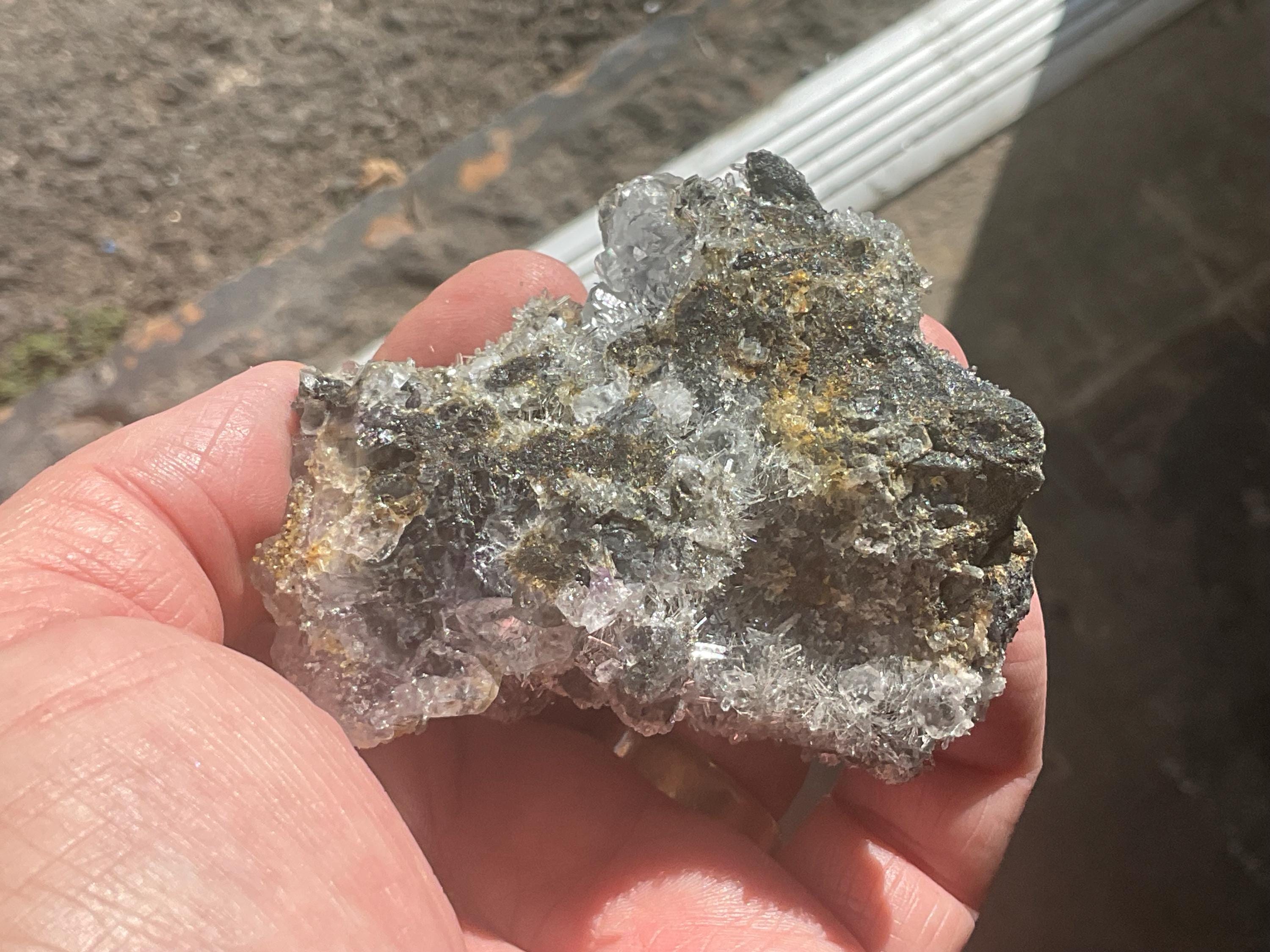 134g Hematite Stained Needle Quartz with Fluorite Specimen 1B from Fujian, China
