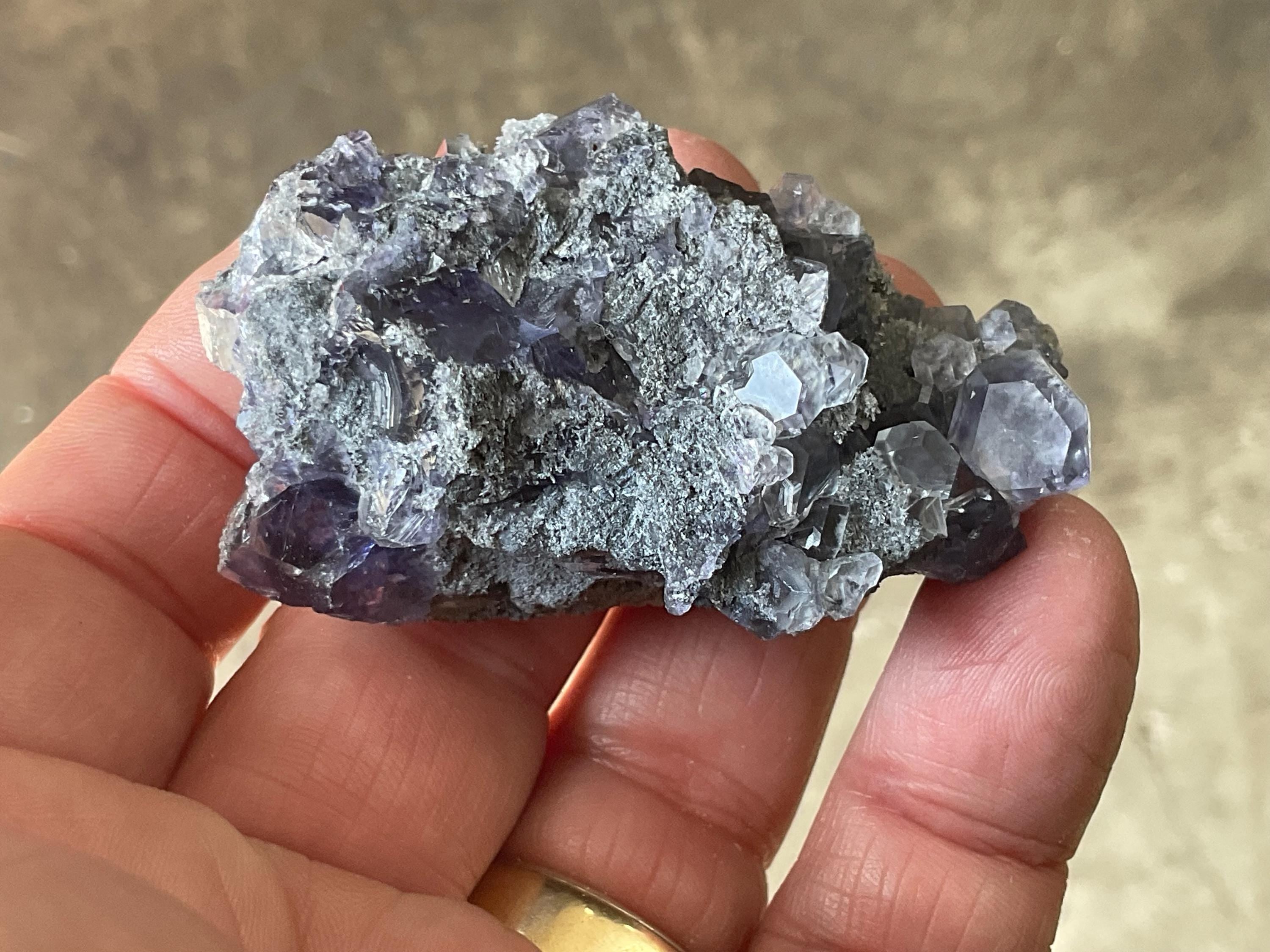 72g Blue/Purple Fluorite in Quartz Specimen 1B from Fujian, China