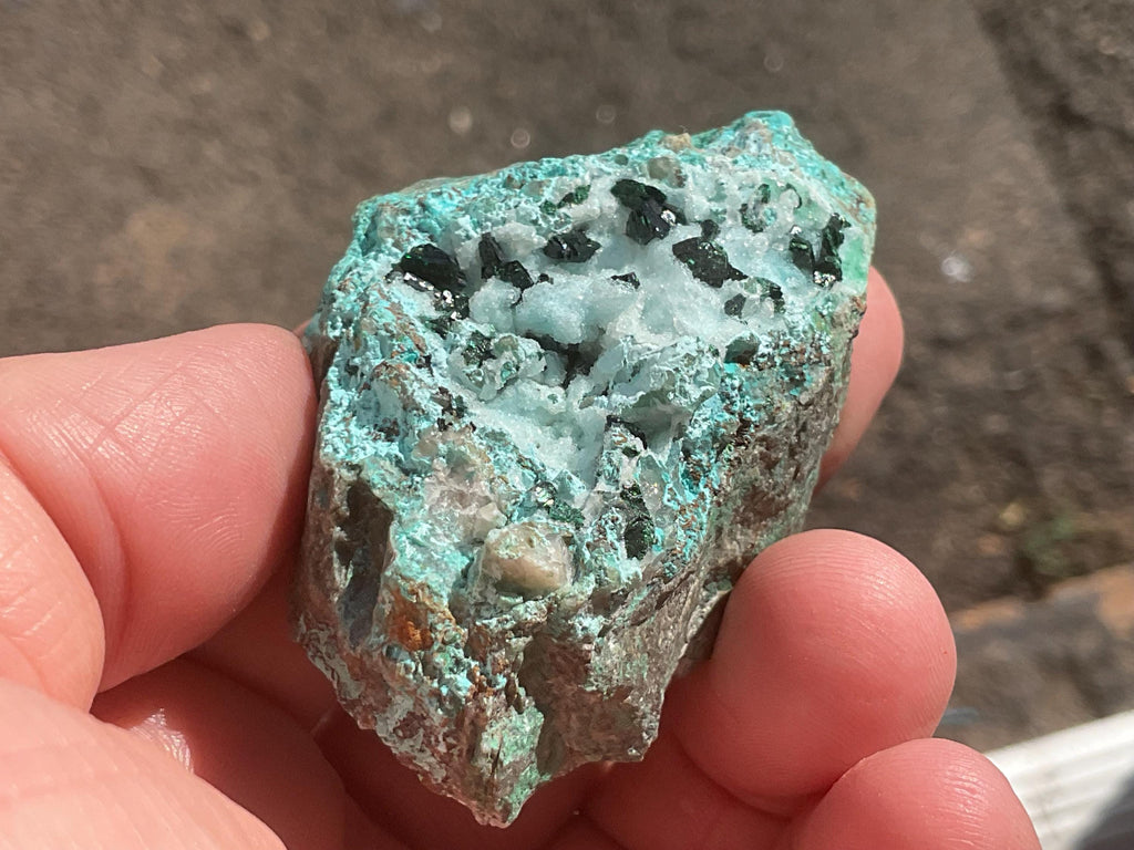 84g Libethenite, Chrysocolla, Malachite and Druzy Quartz Specimen A