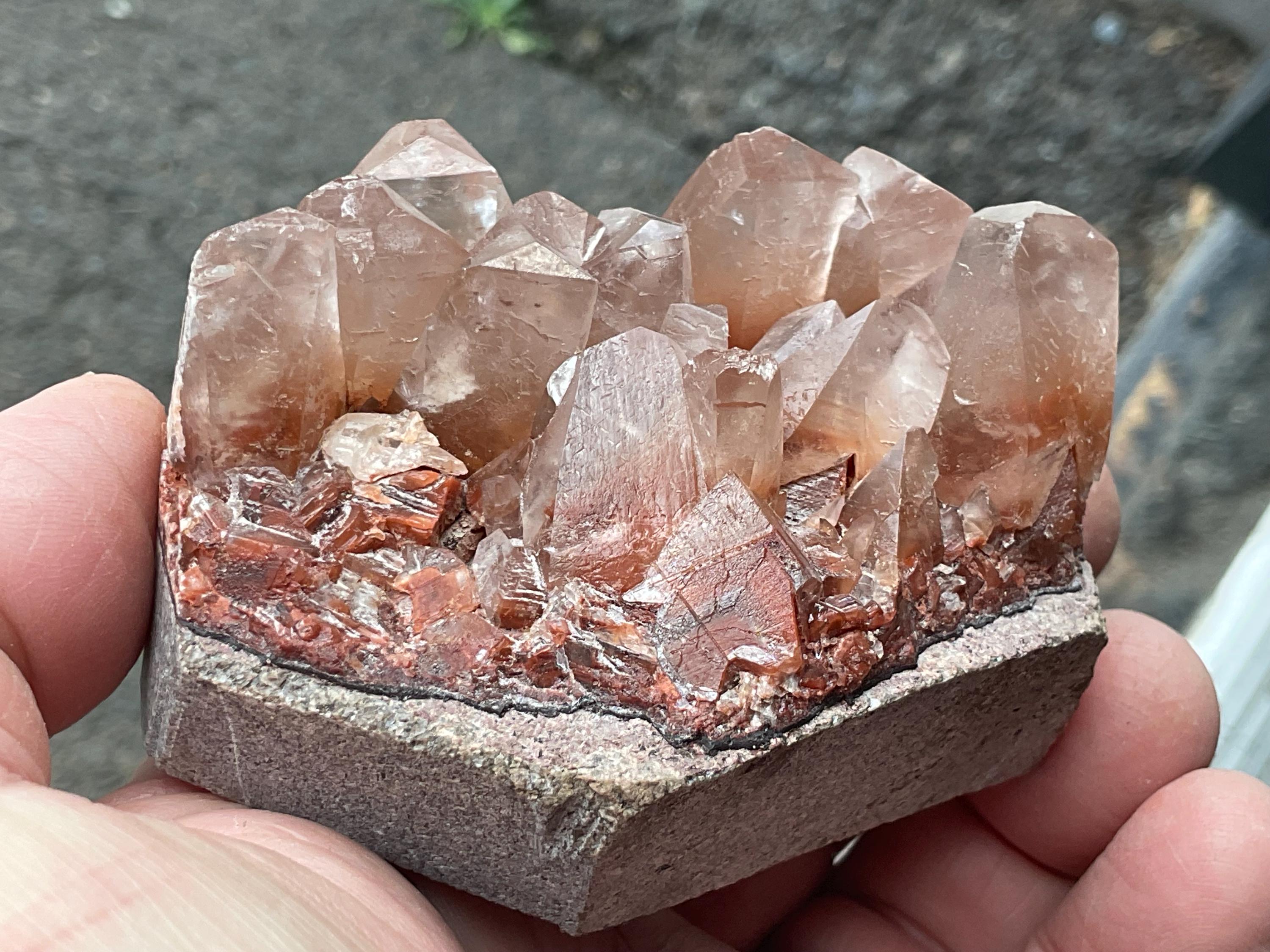 254g Blocky Calcite on Hematite Quartzite Specimen 2B from Hubei, China