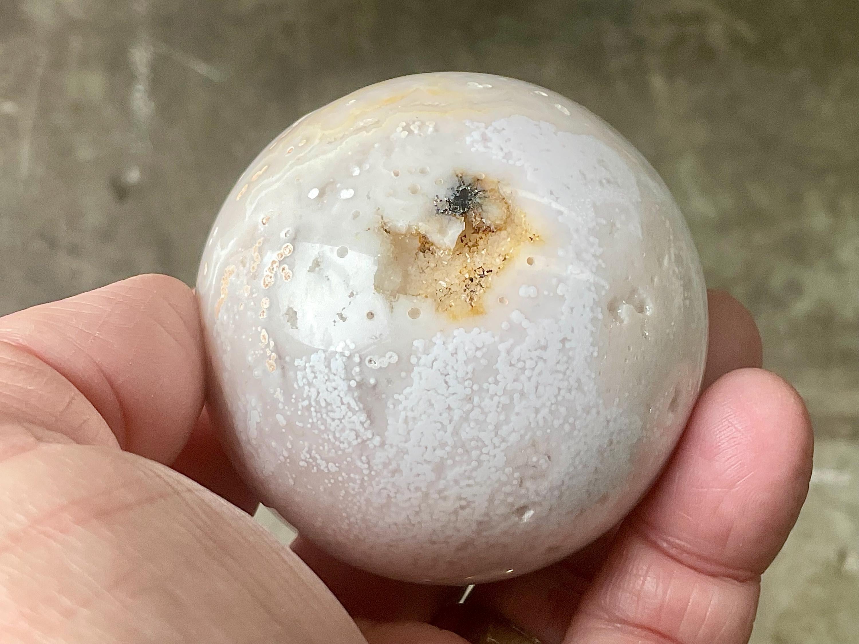 286g Druzy Pink Flower Agate Sphere