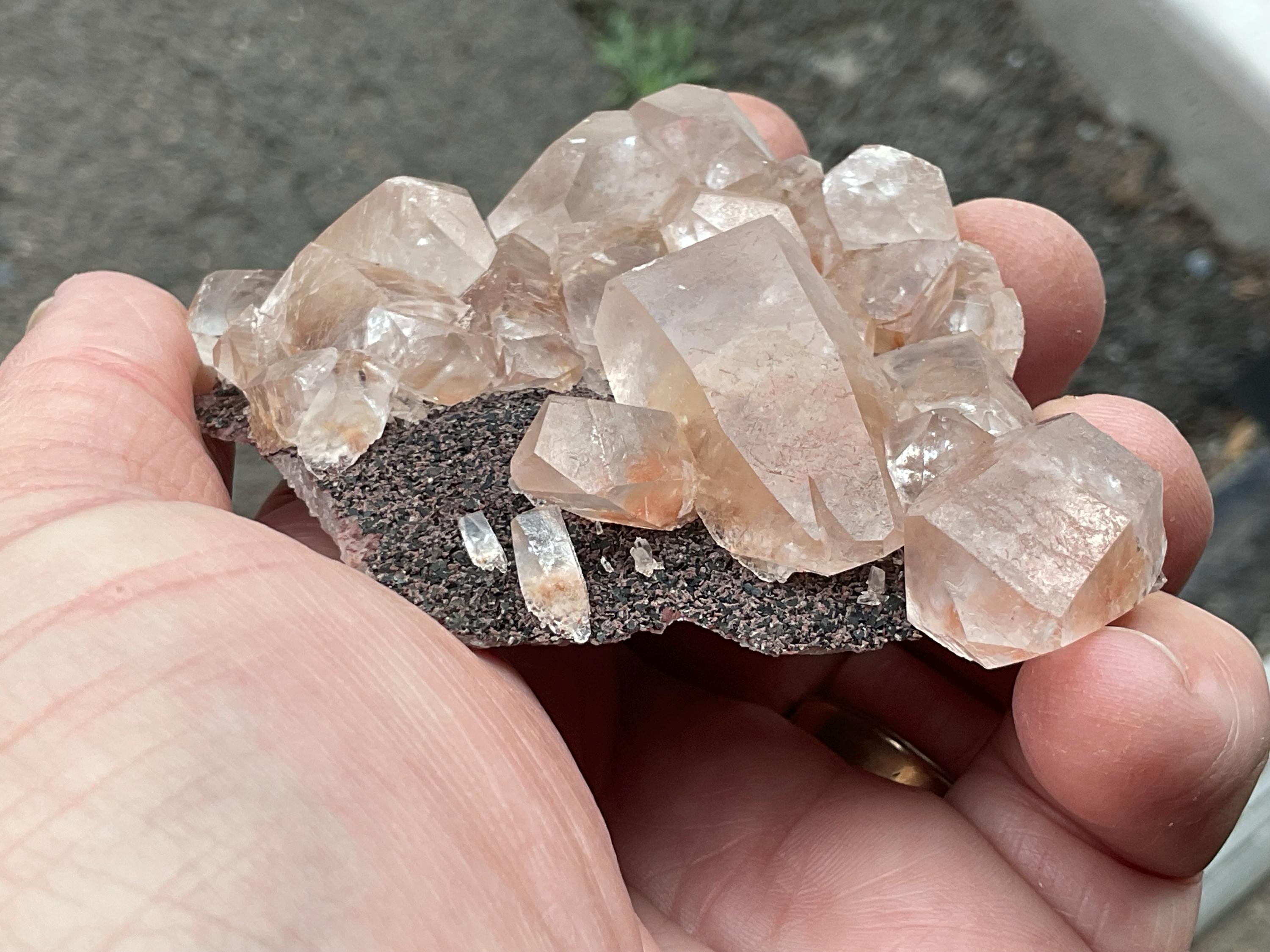 134g Blocky Calcite on Hematite Quartzite Specimen 1A from Hubei, China