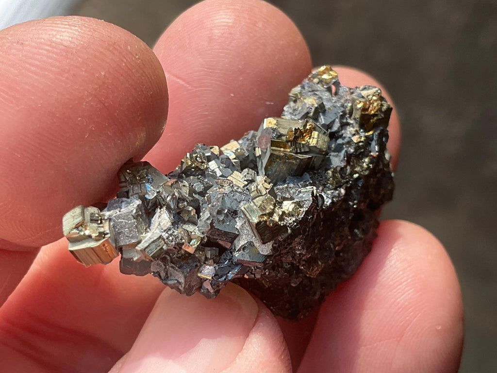 20g Galena with Iridescent Pyrite on Sphalerite Matrix Specimen A from Bulgaria