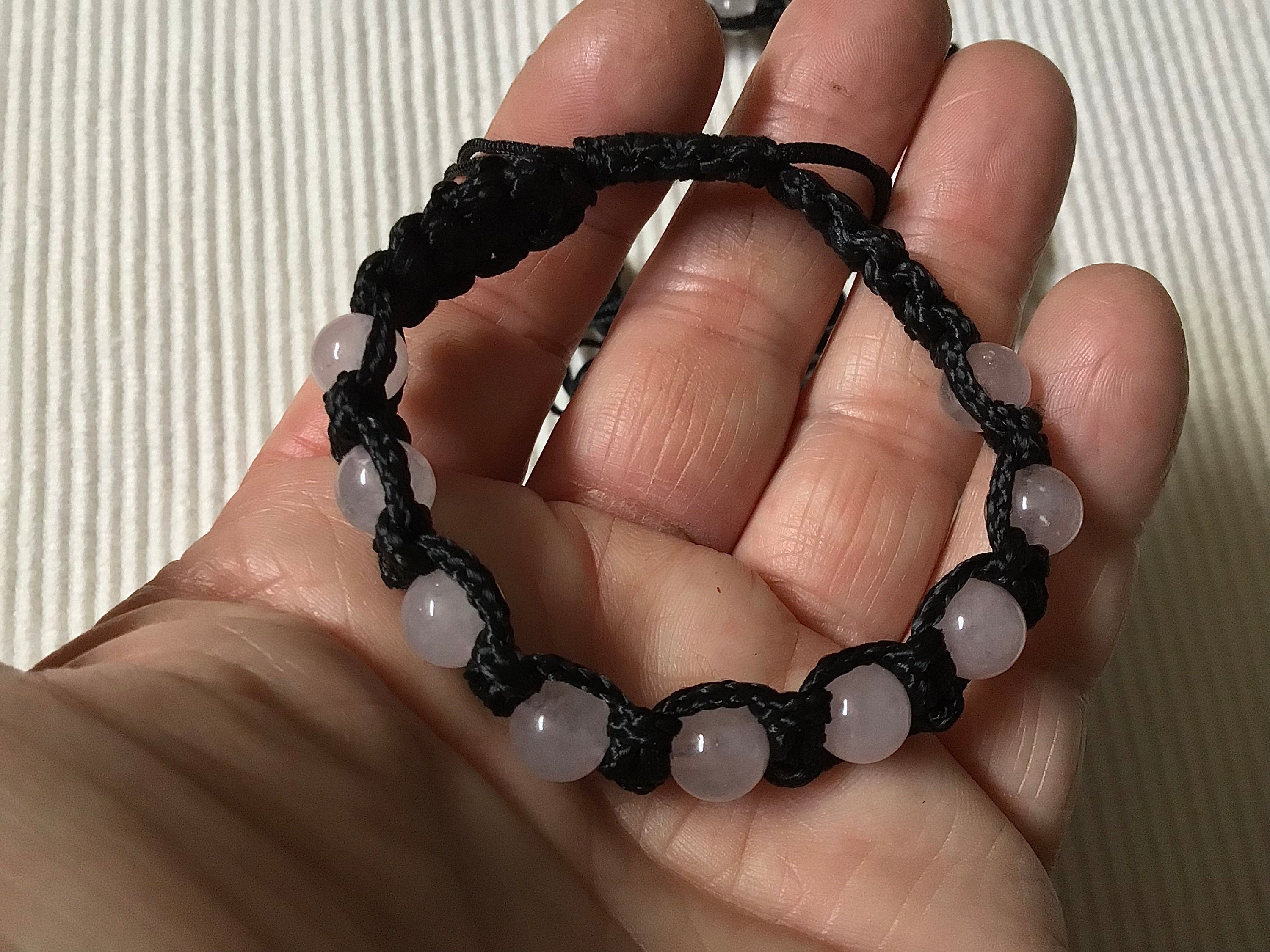 Rose Quartz 8mm Bead Adjustable Macramé Bracelet