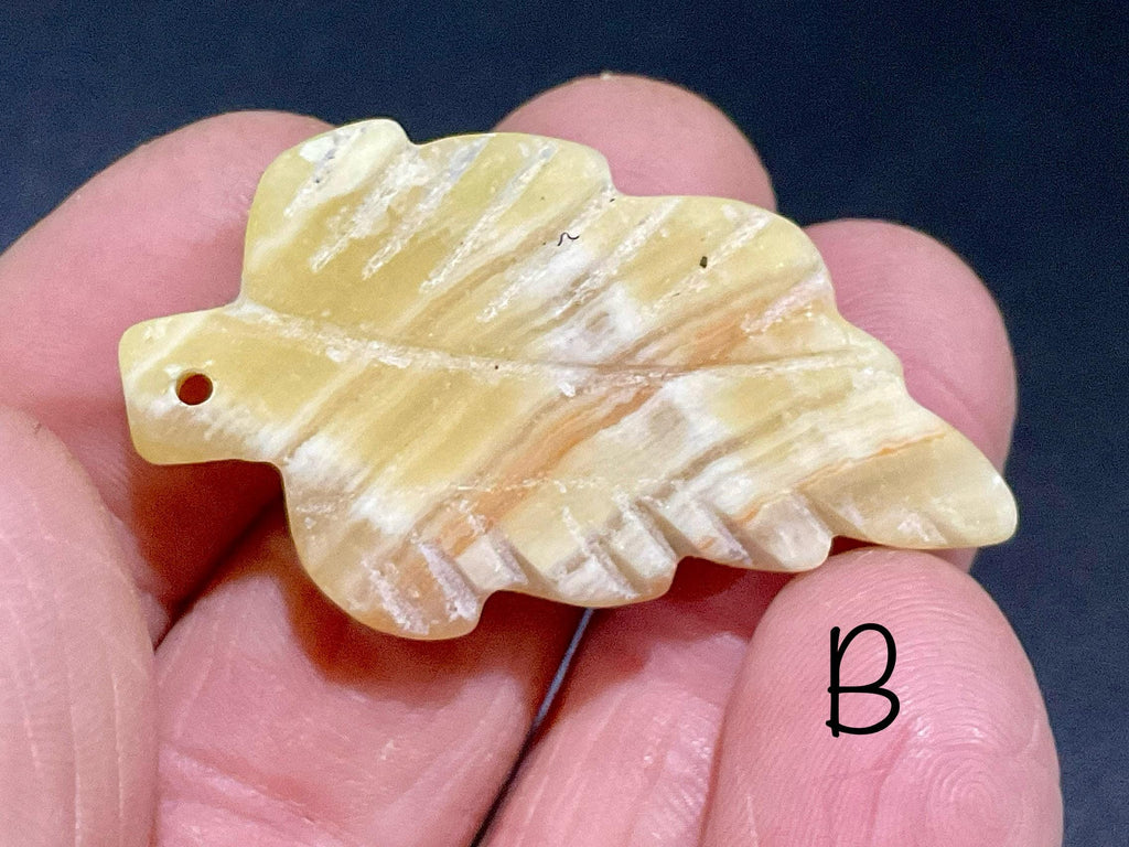 Orange Banded Calcite Drilled Leaf Pendant Group 1