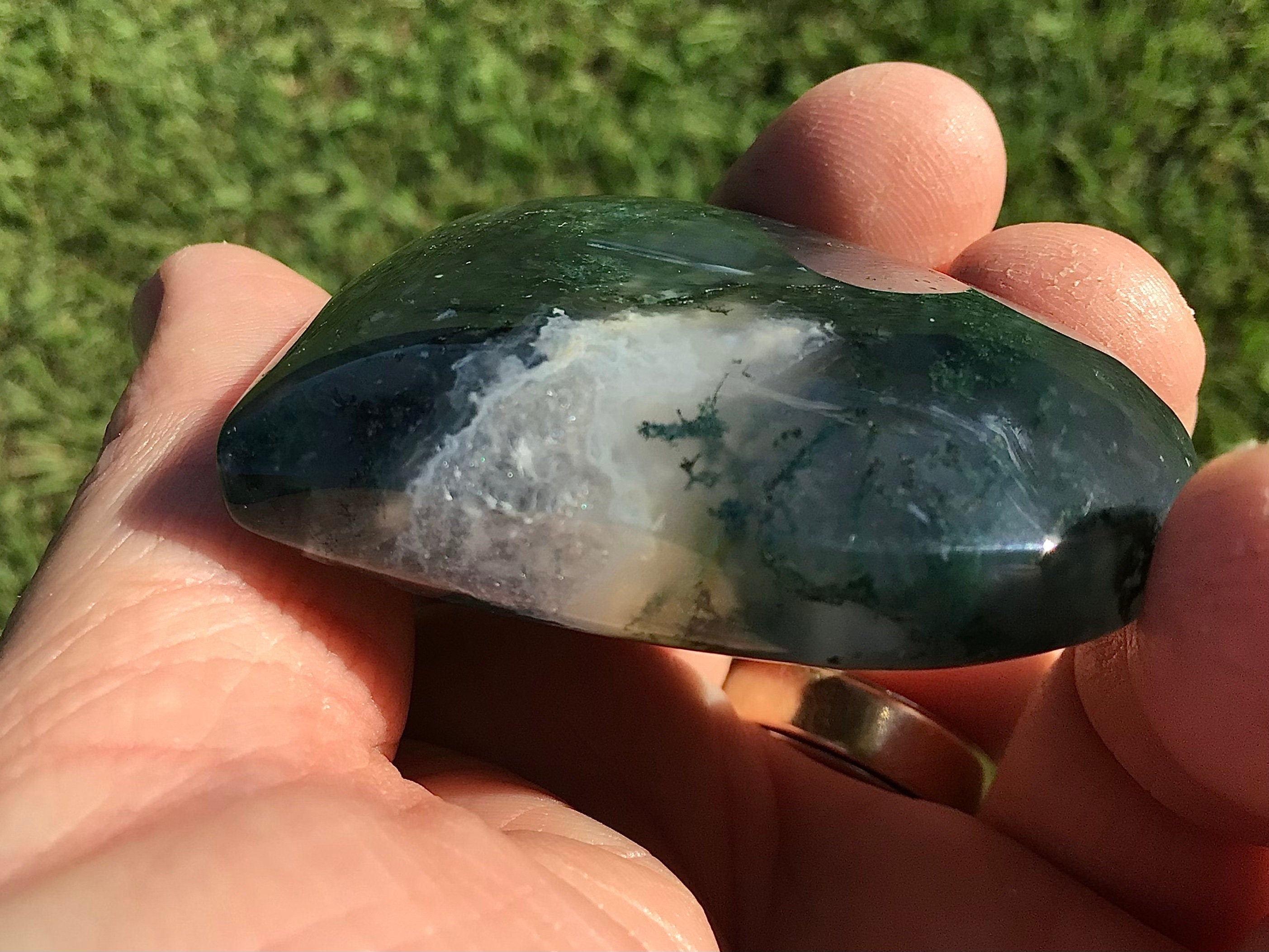 68g Moss Agate Polished Heart C