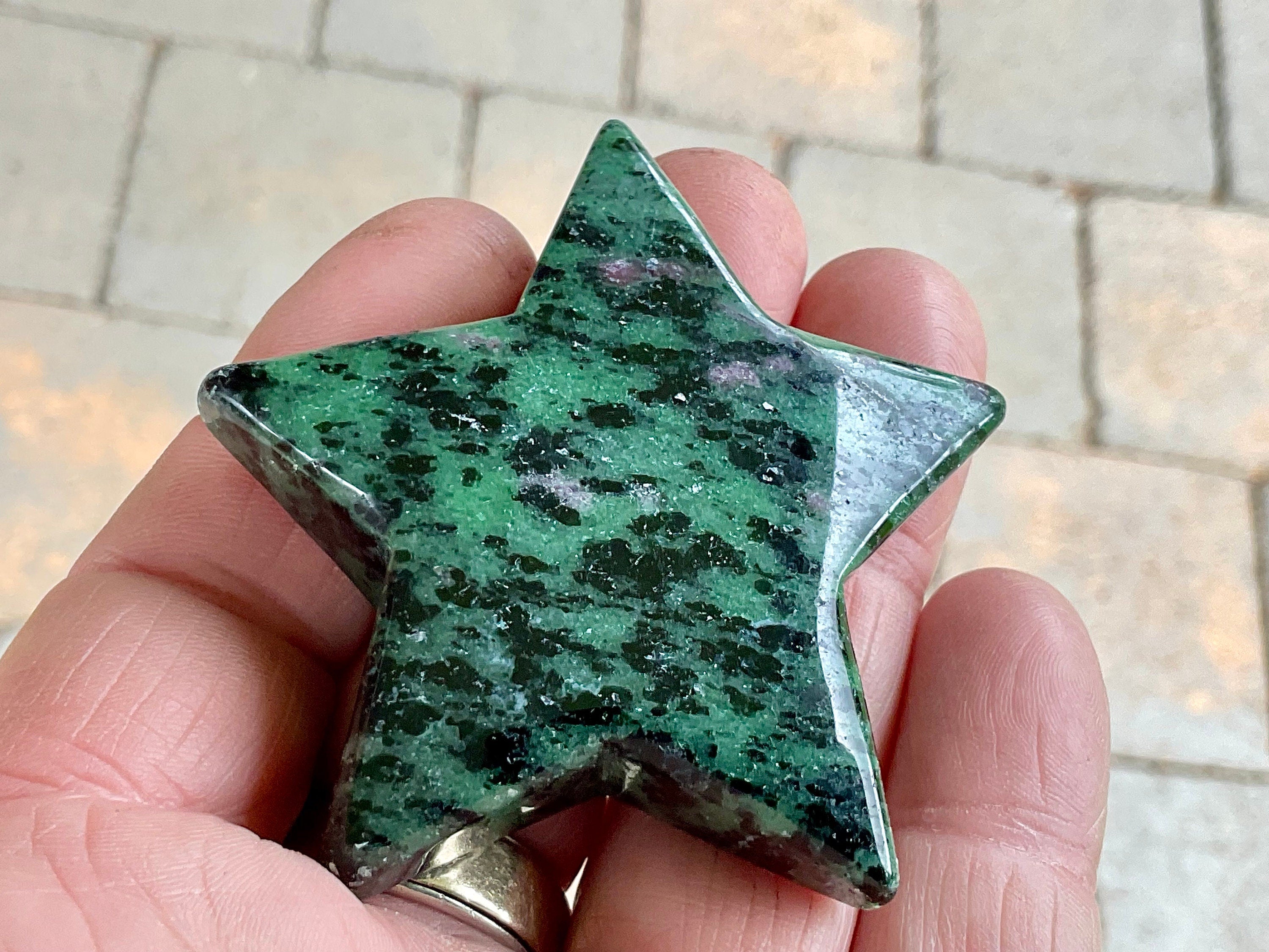 77g Ruby in Zoisite Polished Star 2C