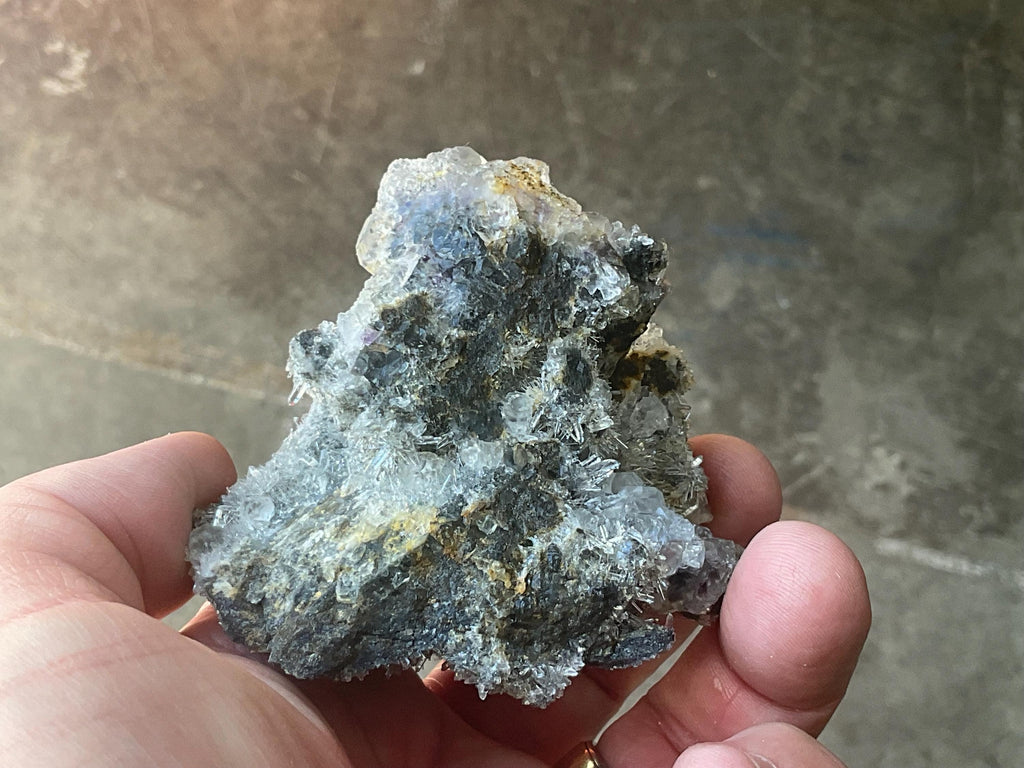 134g Hematite Stained Needle Quartz with Fluorite Specimen 1B from Fujian, China