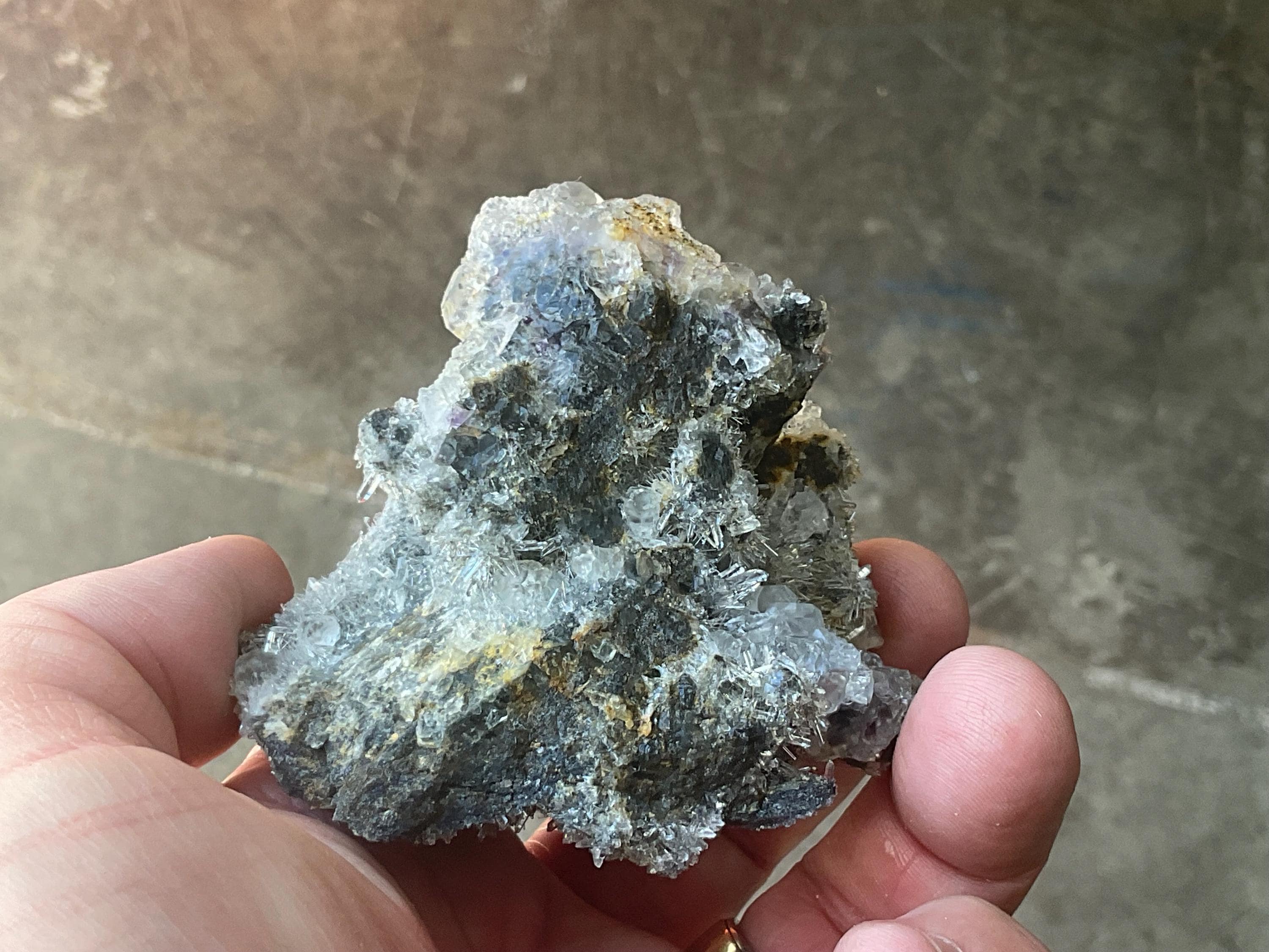 134g Hematite Stained Needle Quartz with Fluorite Specimen 1B from Fujian, China
