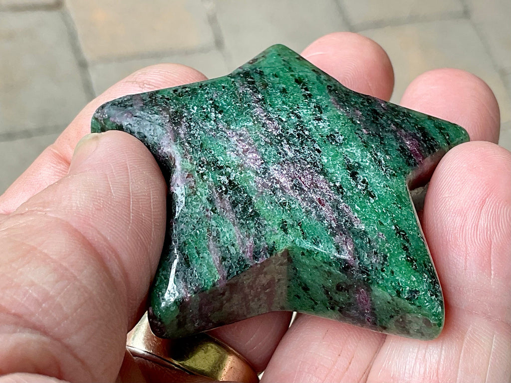 73g Ruby in Zoisite Polished Star 1D