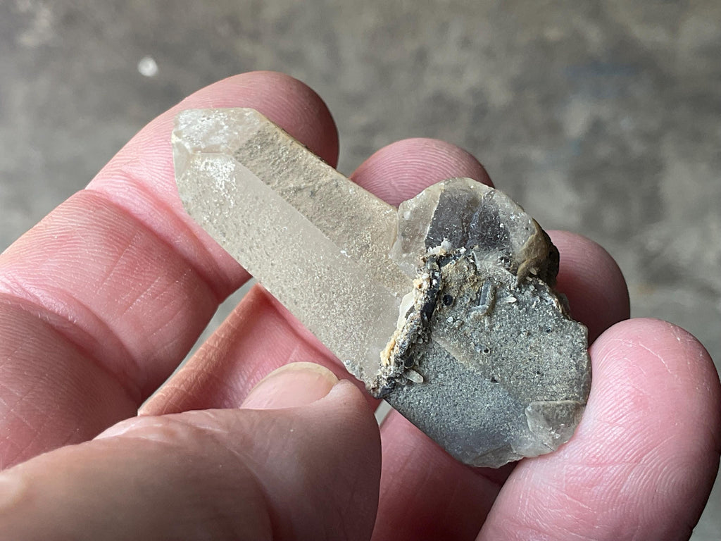 24g Molybdenite on Quartz Point Specimen 2B from Deepwater, Australia