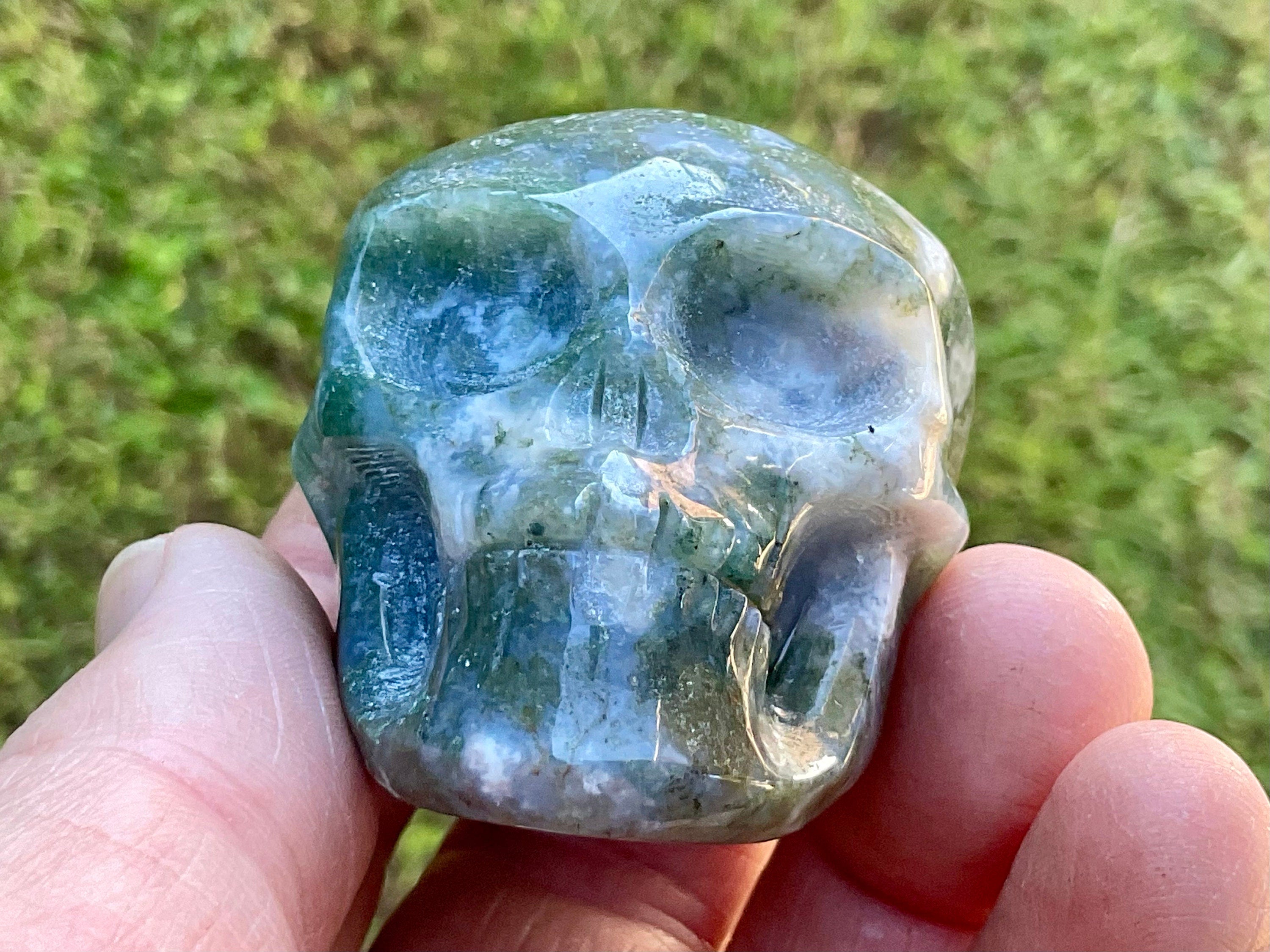 138g Moss Agate Skull 2B