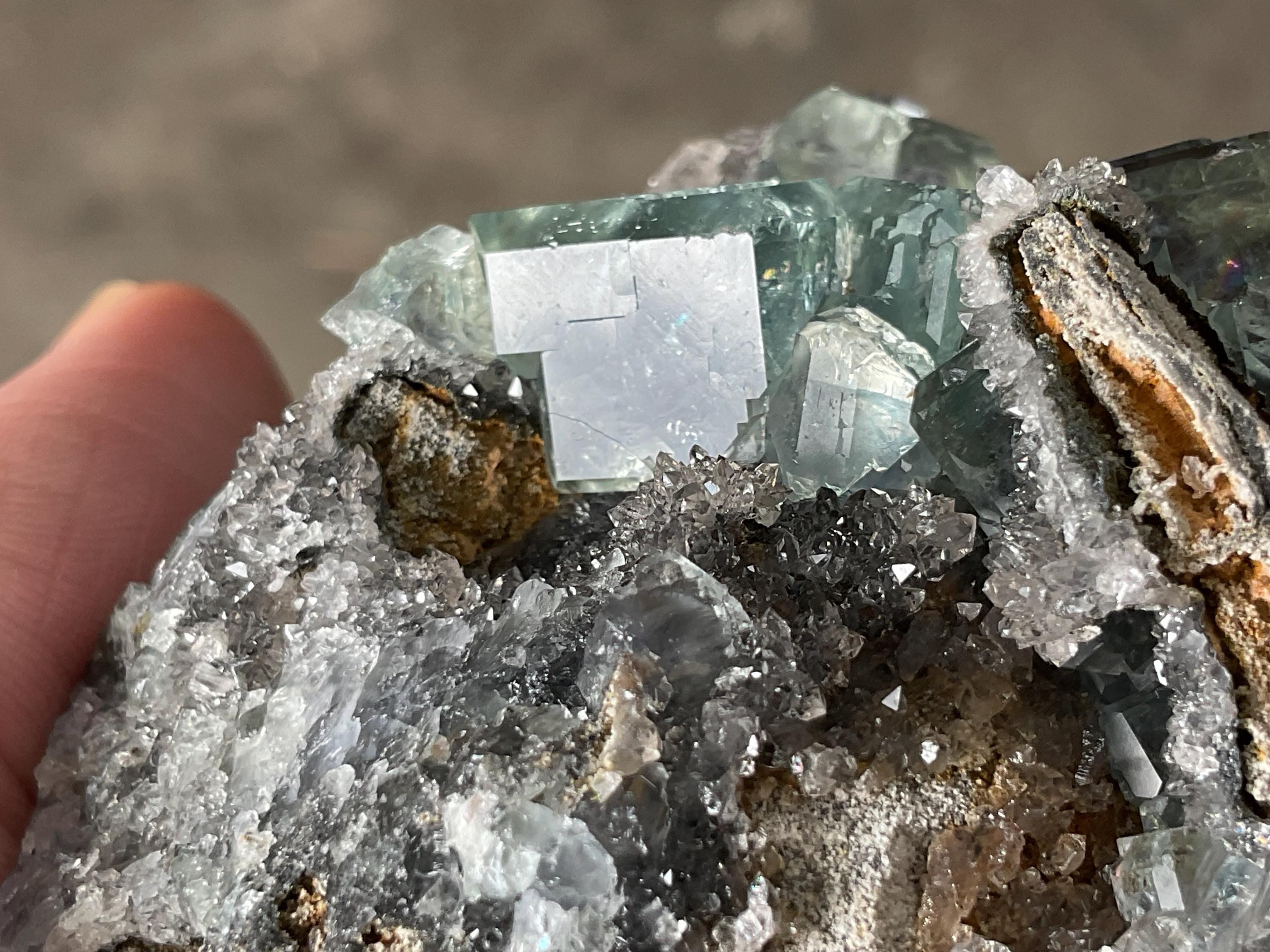 92g Pale Blue/Green Fluorite on Quartz/Sphalerite Specimen 1A from Fujian, China