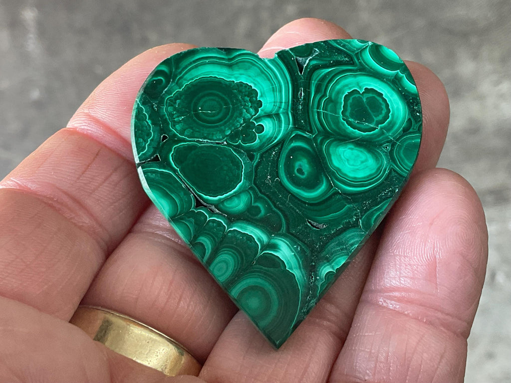 32g Polished Malachite Heart 3B