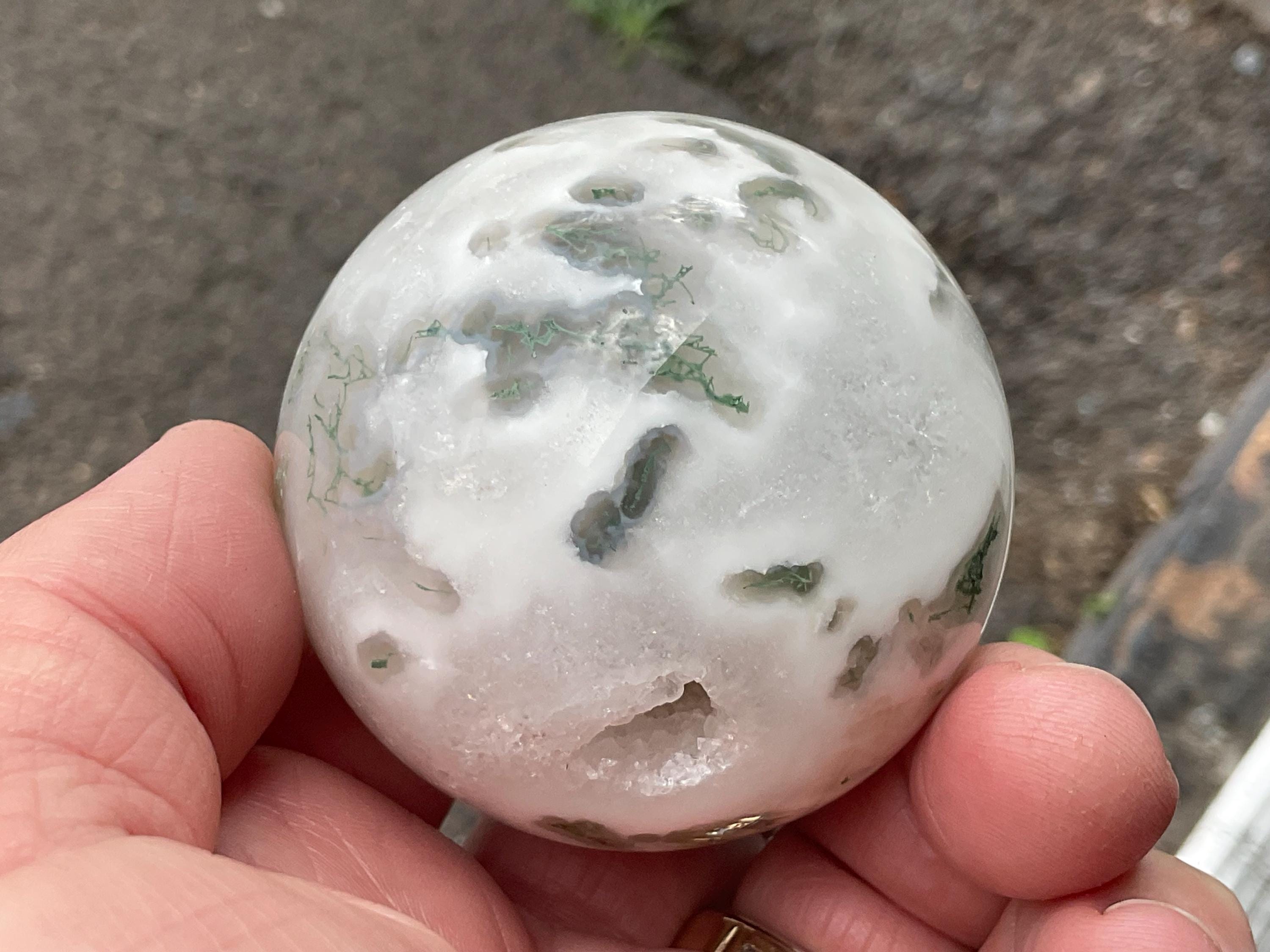 216g Moss Agate Sphere 4B
