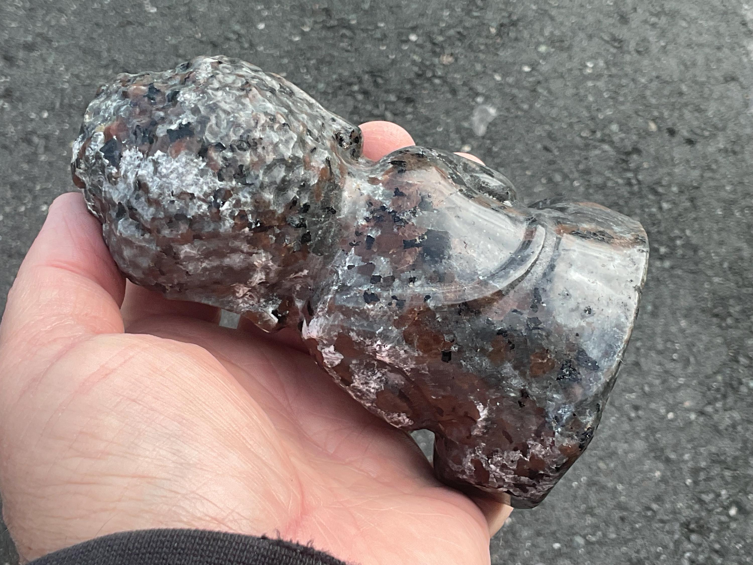 580g Syenite with Sodalite (Yooperlite) Buddha Carving A