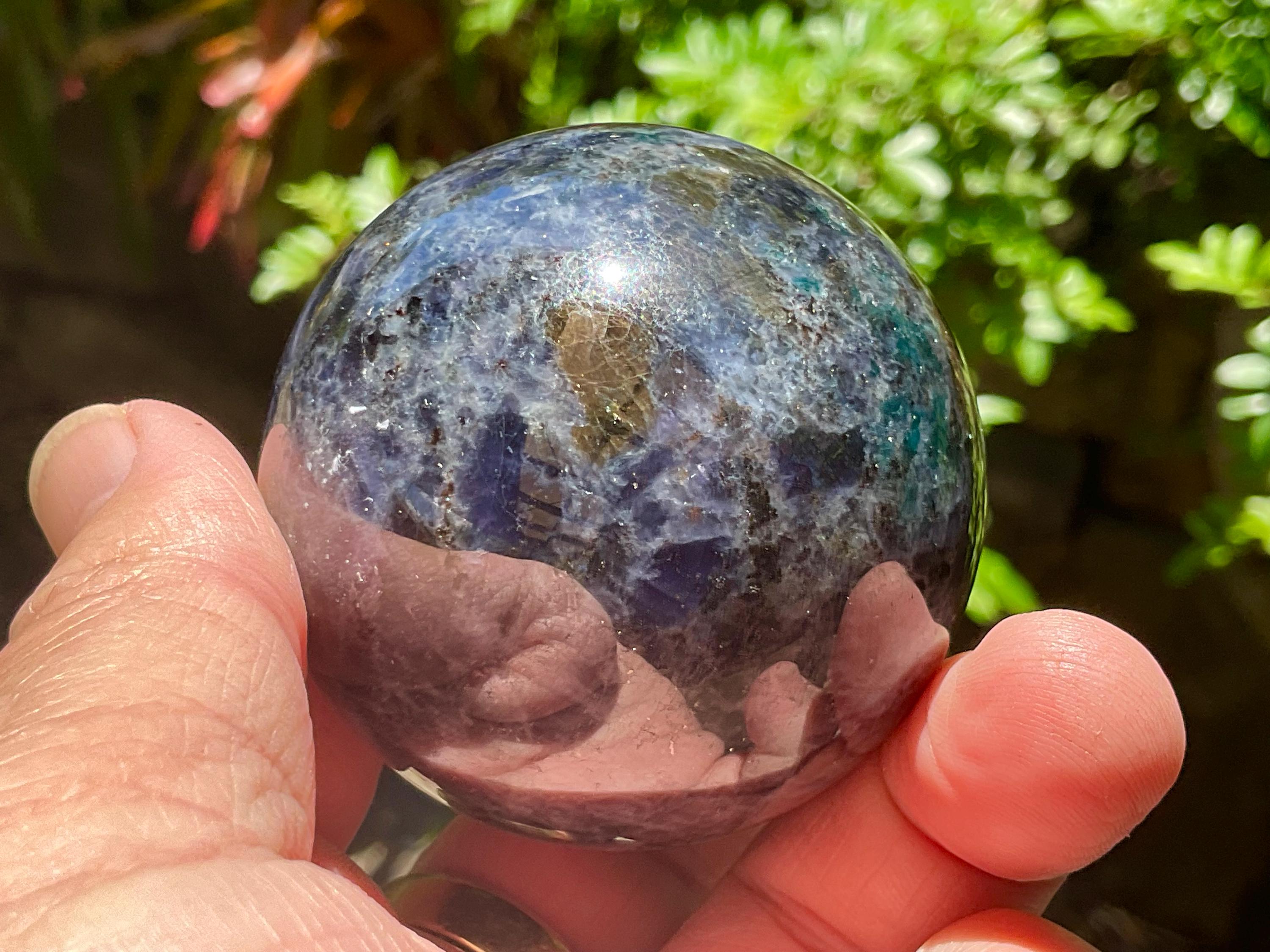 236g Iolite with Apatite Sphere 3A