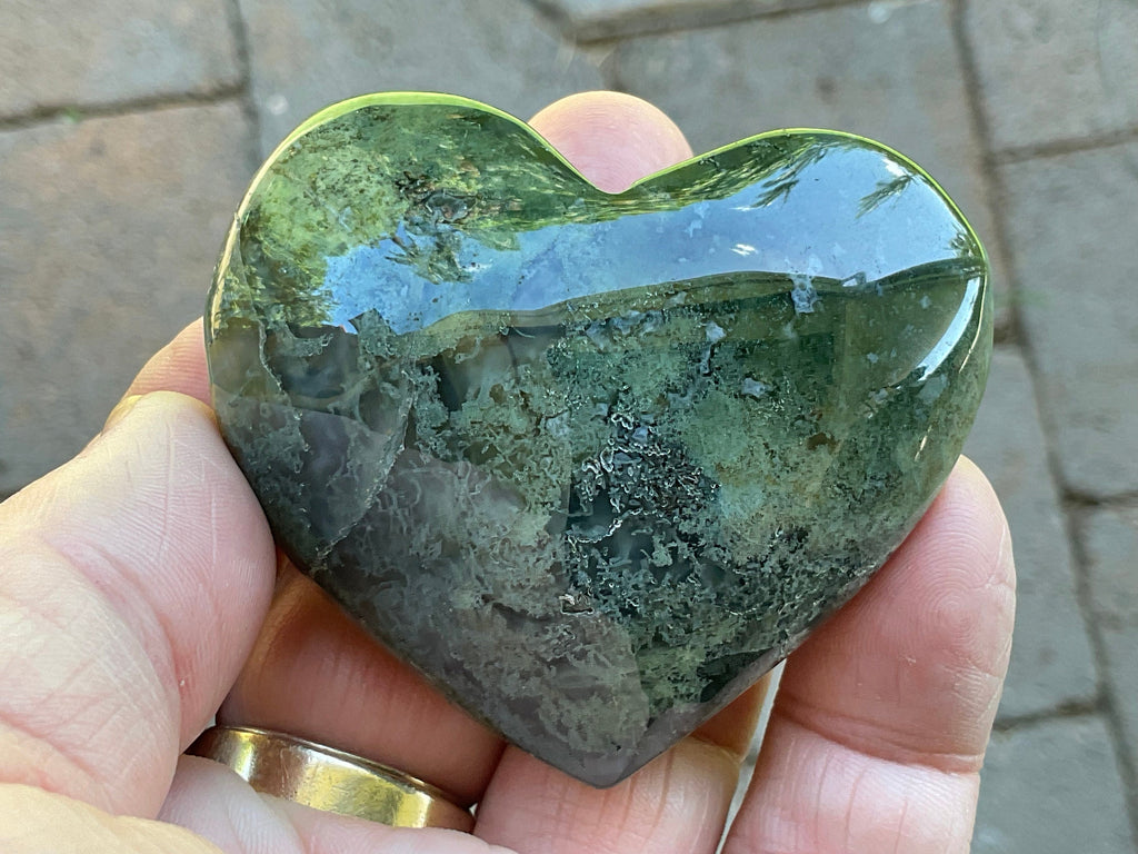99g Moss Agate Puffy Heart 2A