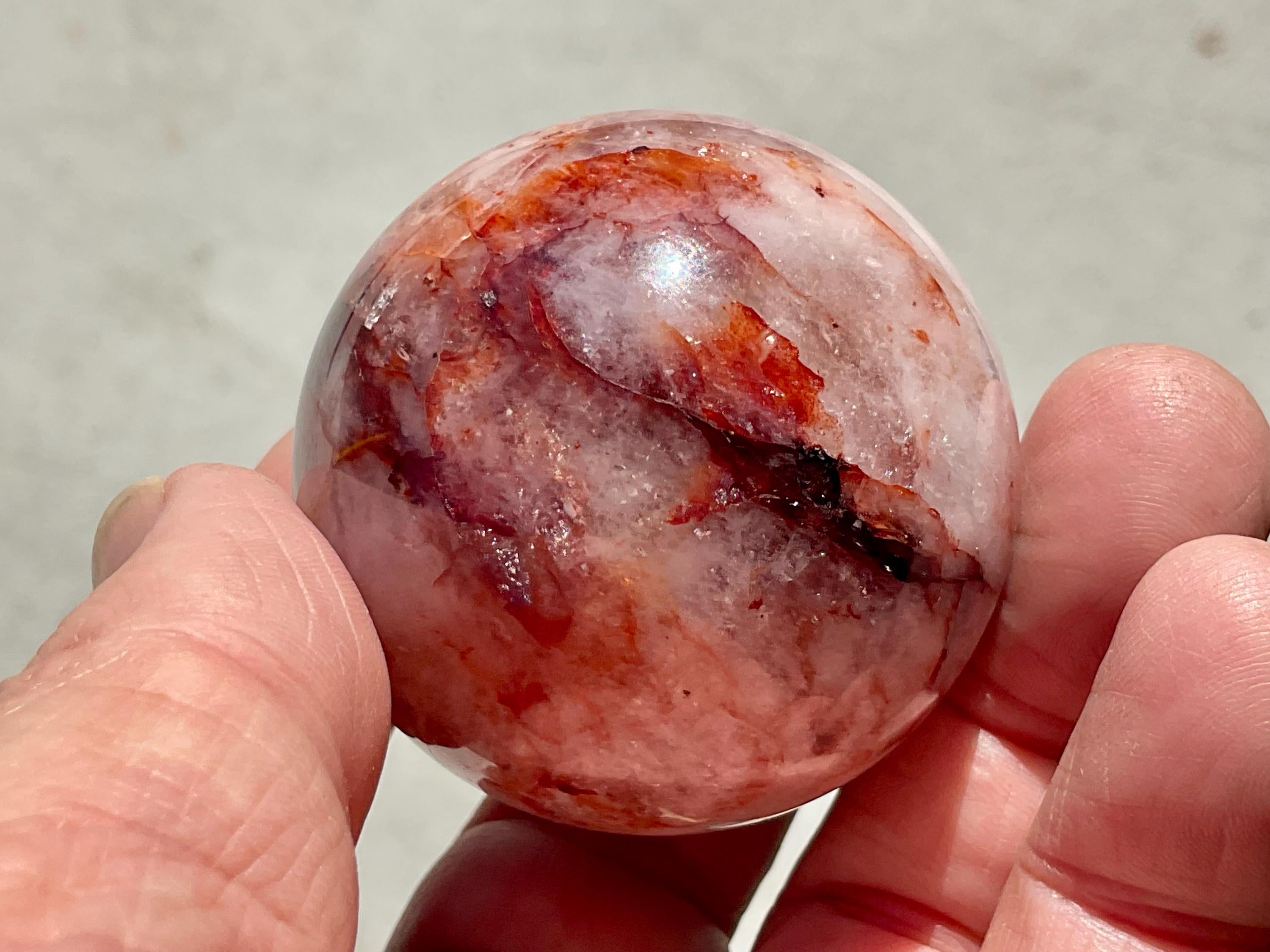 138g Fire Quartz (Hematite Quartz) Sphere 1A
