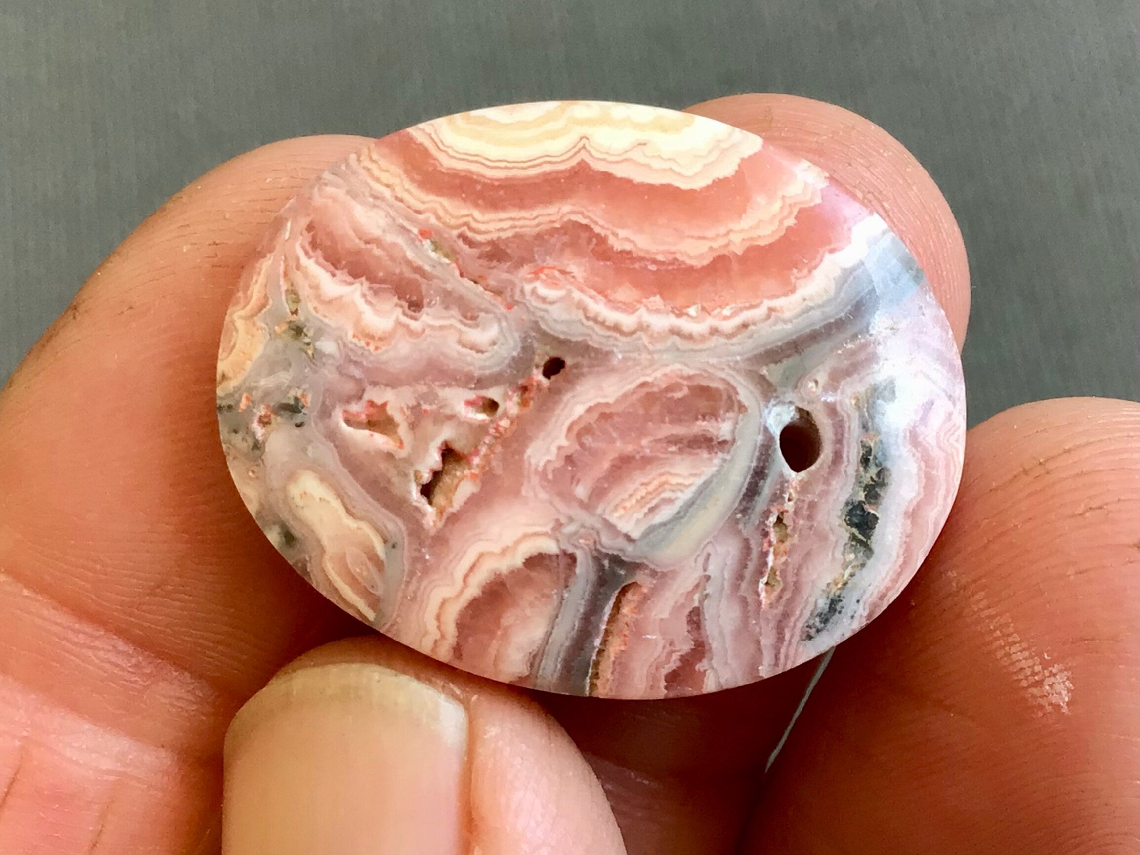 7g Rhodochrosite Drilled Pendant 6B