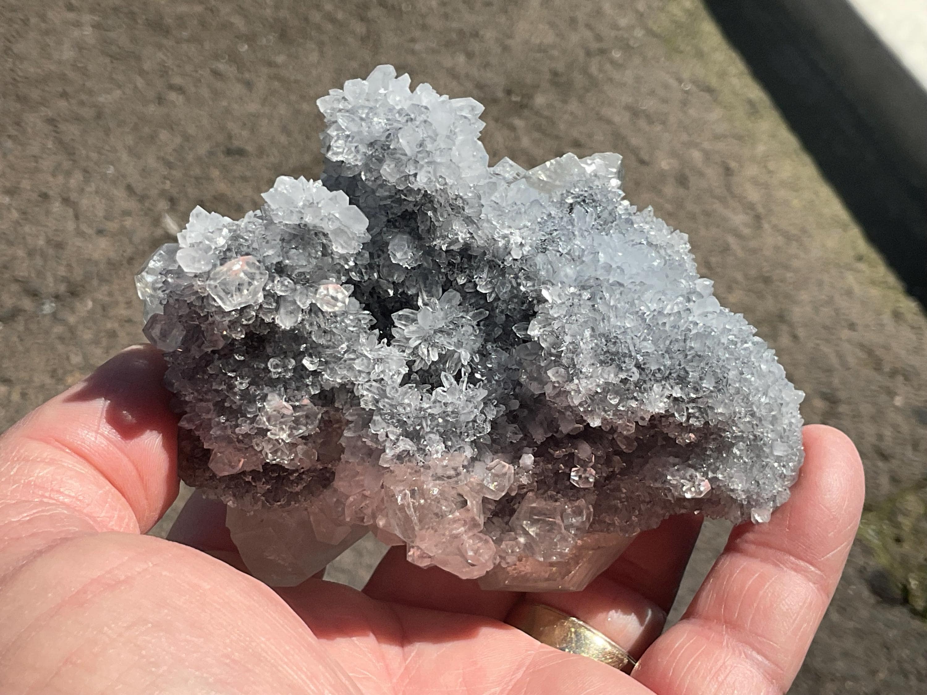 376g Large Diamond Calcite on Quartz Specimen B from Fujian, China