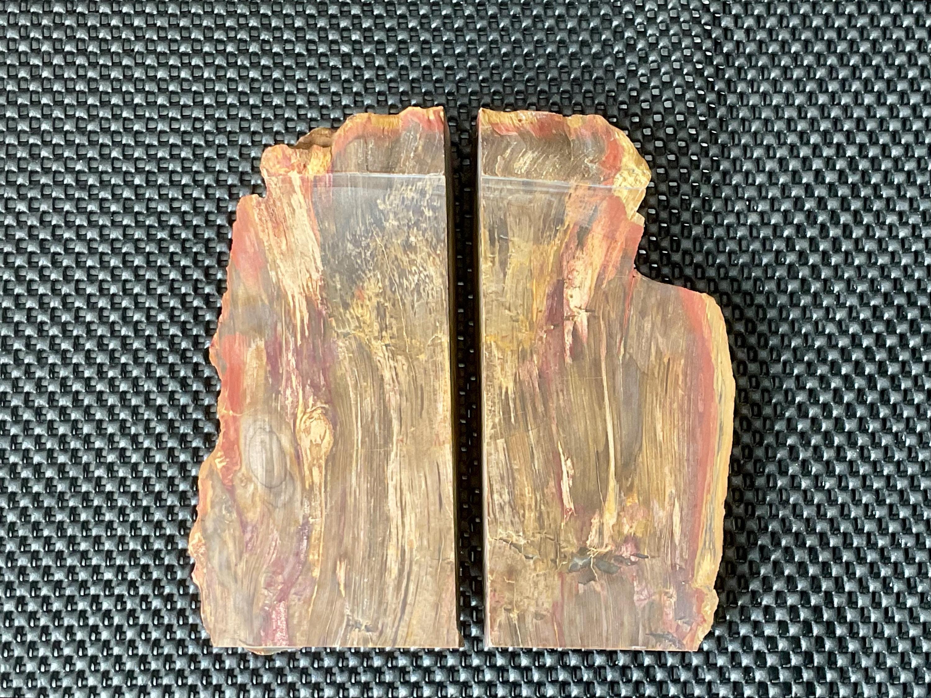 1,148g Unpolished Chinchilla Red Petrified Wood Split Pair
