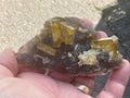 162g Tabular Golden Baryte on Botryoidal Fluorite Specimen 3A from Jiangxi