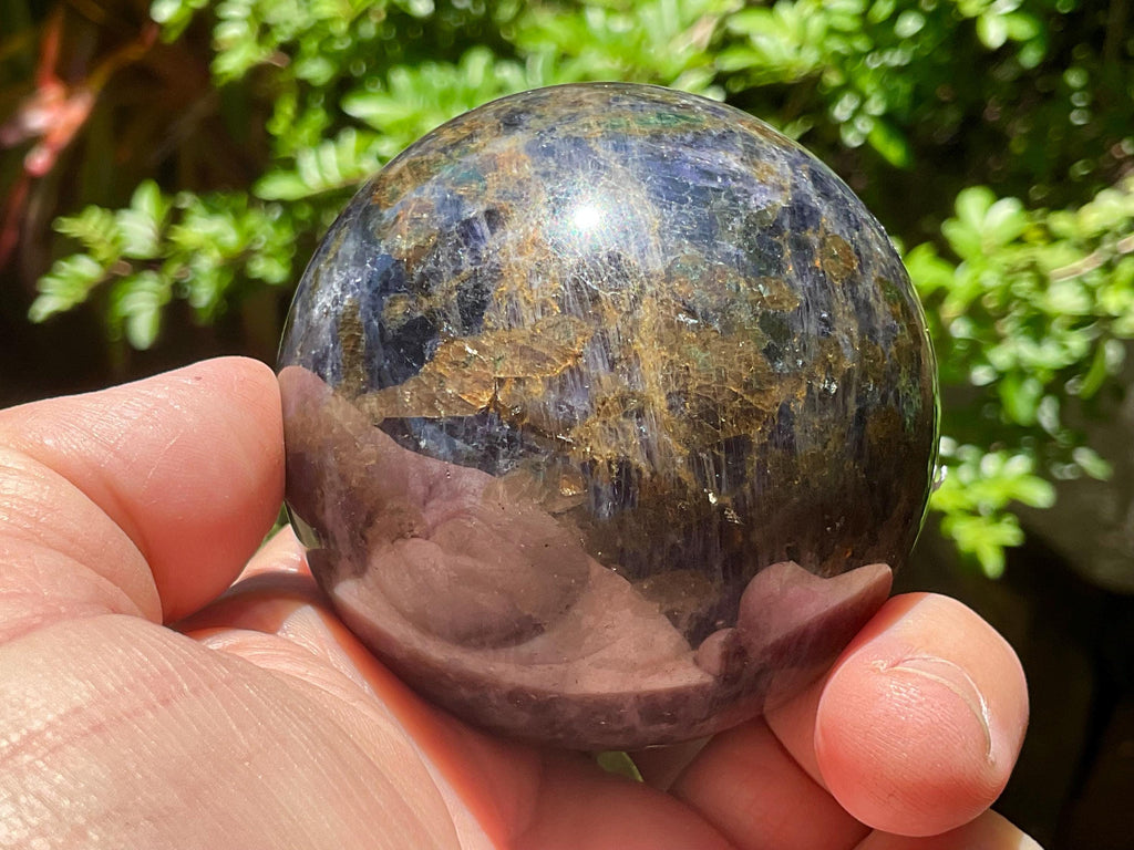 372g Iolite with Apatite Sphere 4B