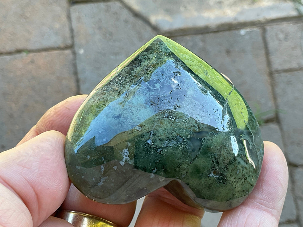 99g Moss Agate Puffy Heart 2A
