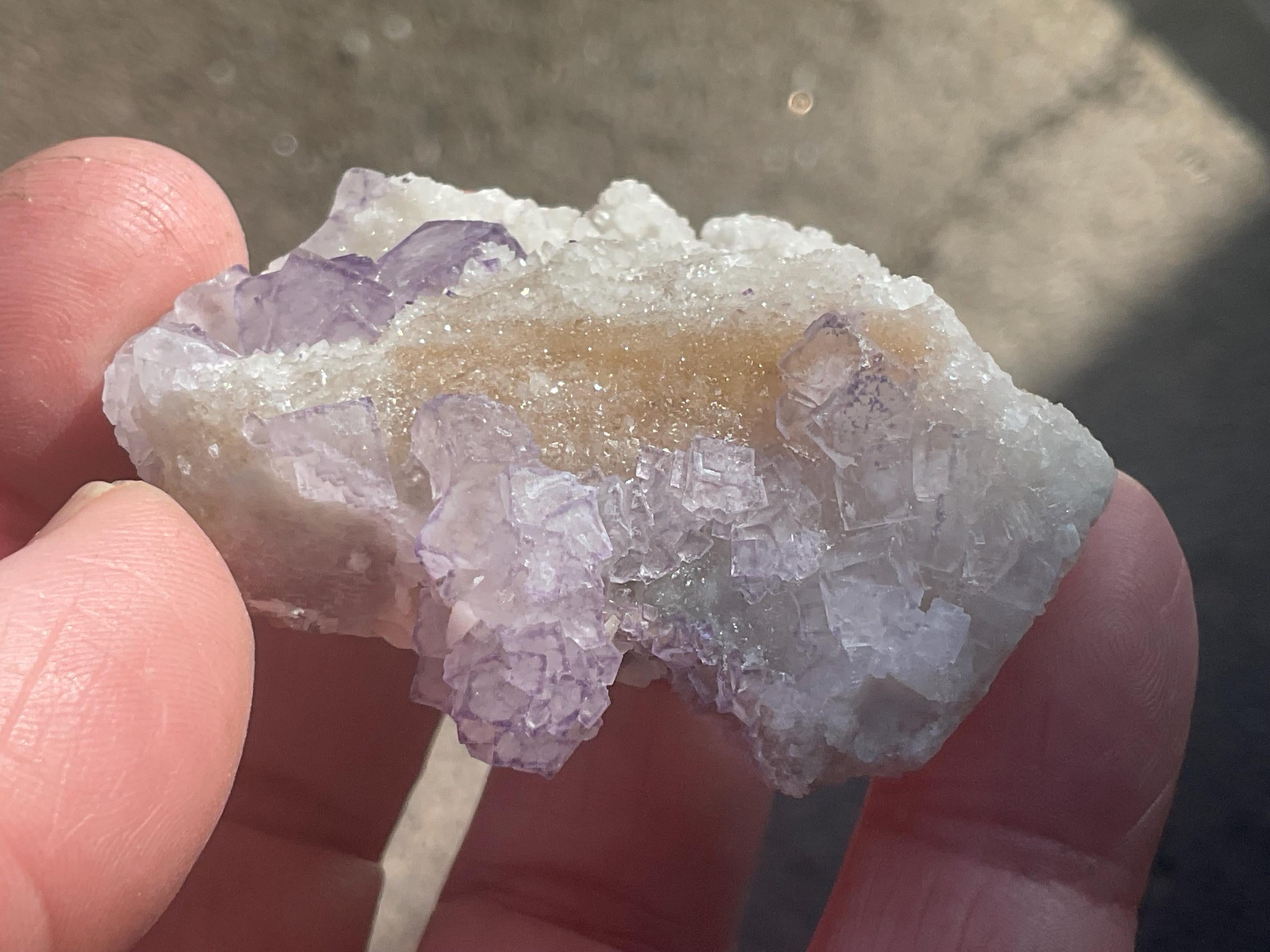 50g Lavender QR Code Fluorite Specimen 4A