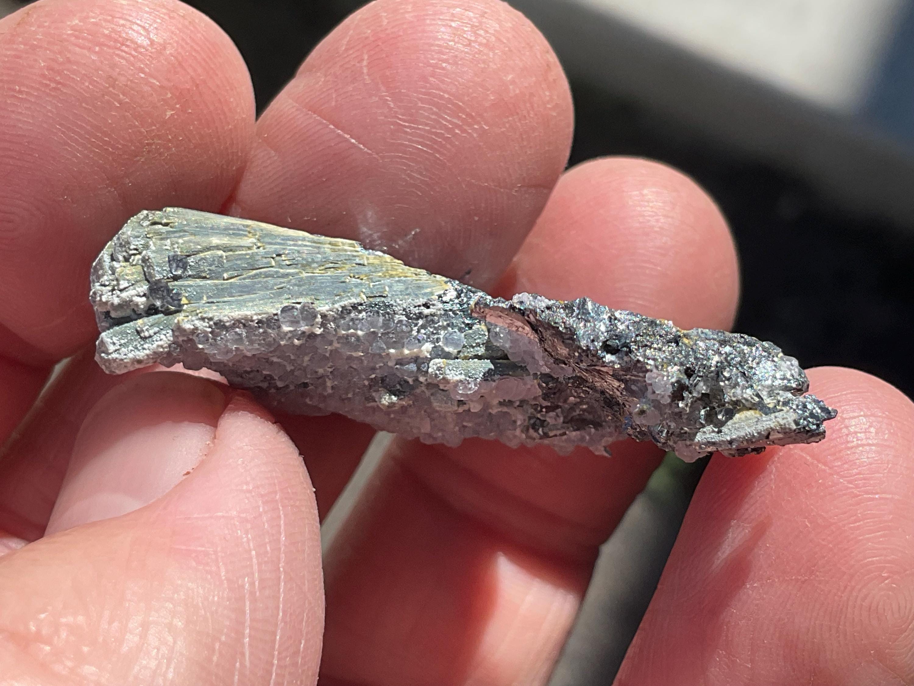 10g Fluorite on Stibnite Specimen 1B from Jiangxi, China