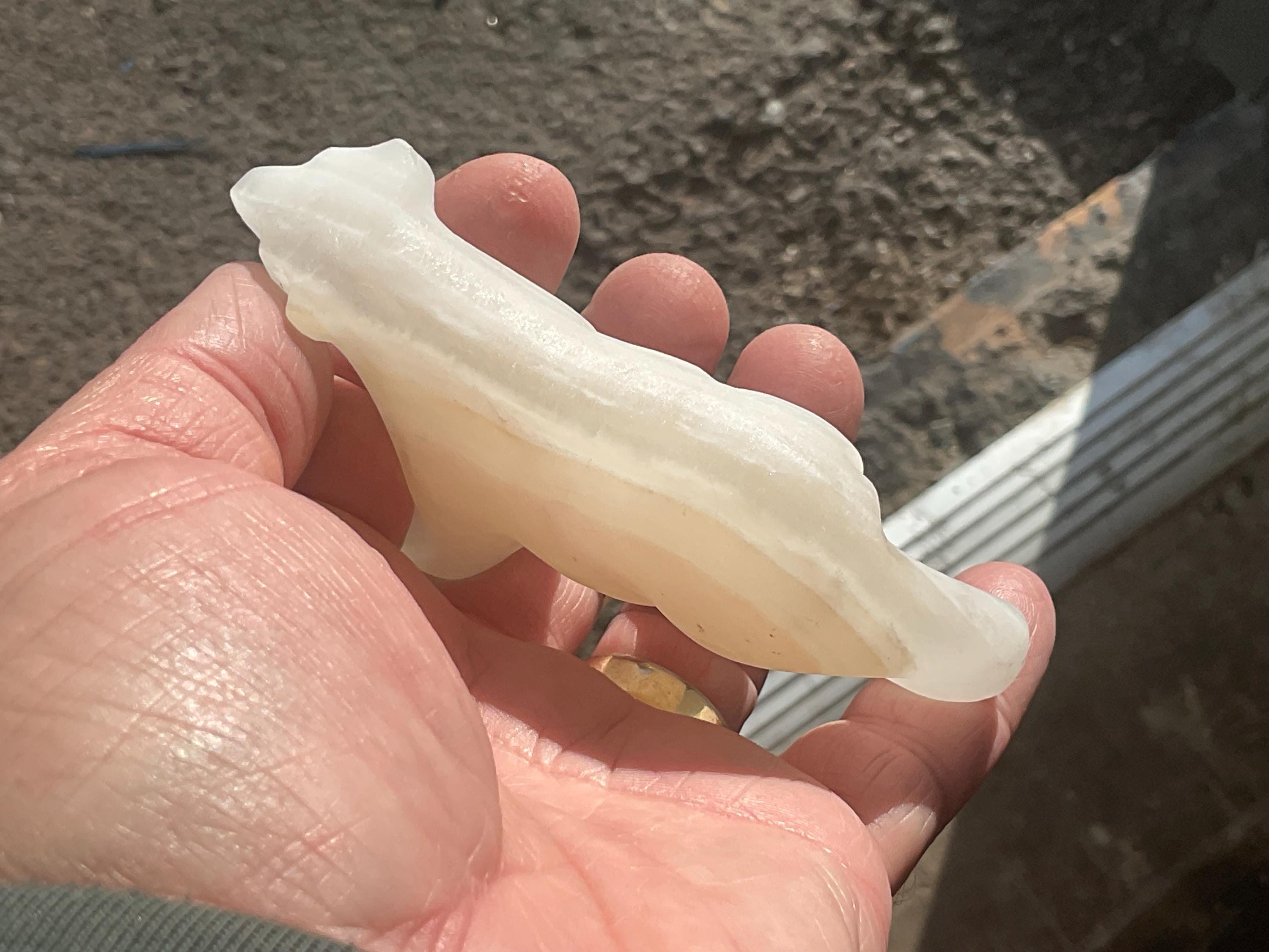 138g Polar Bear Calcite/Onyx Carving